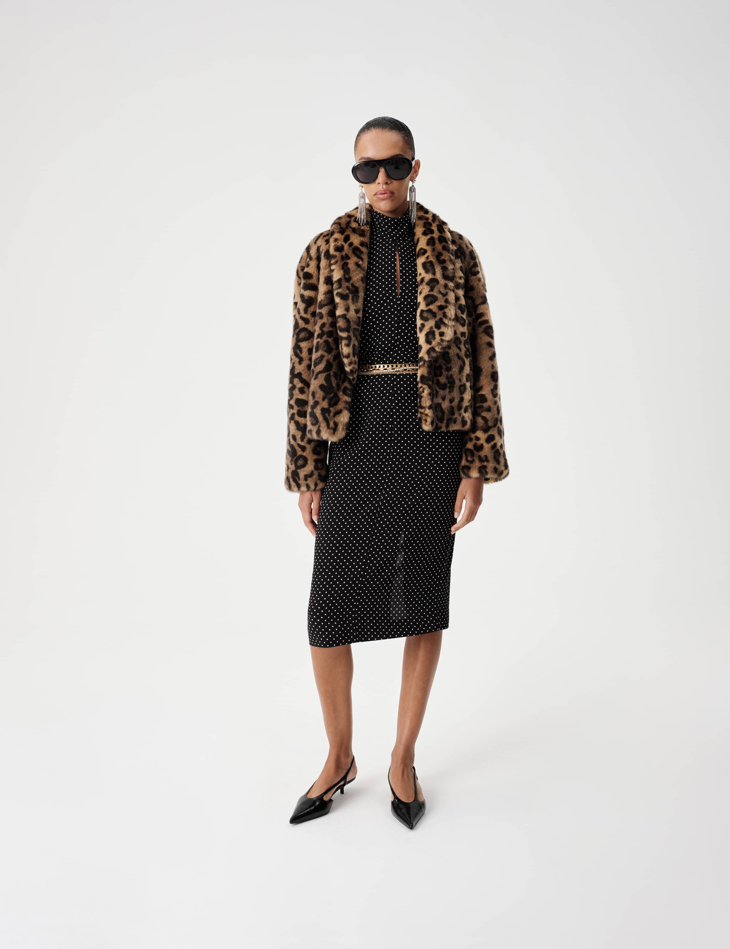 Faux Fur Leopard Print Cropped Jacket