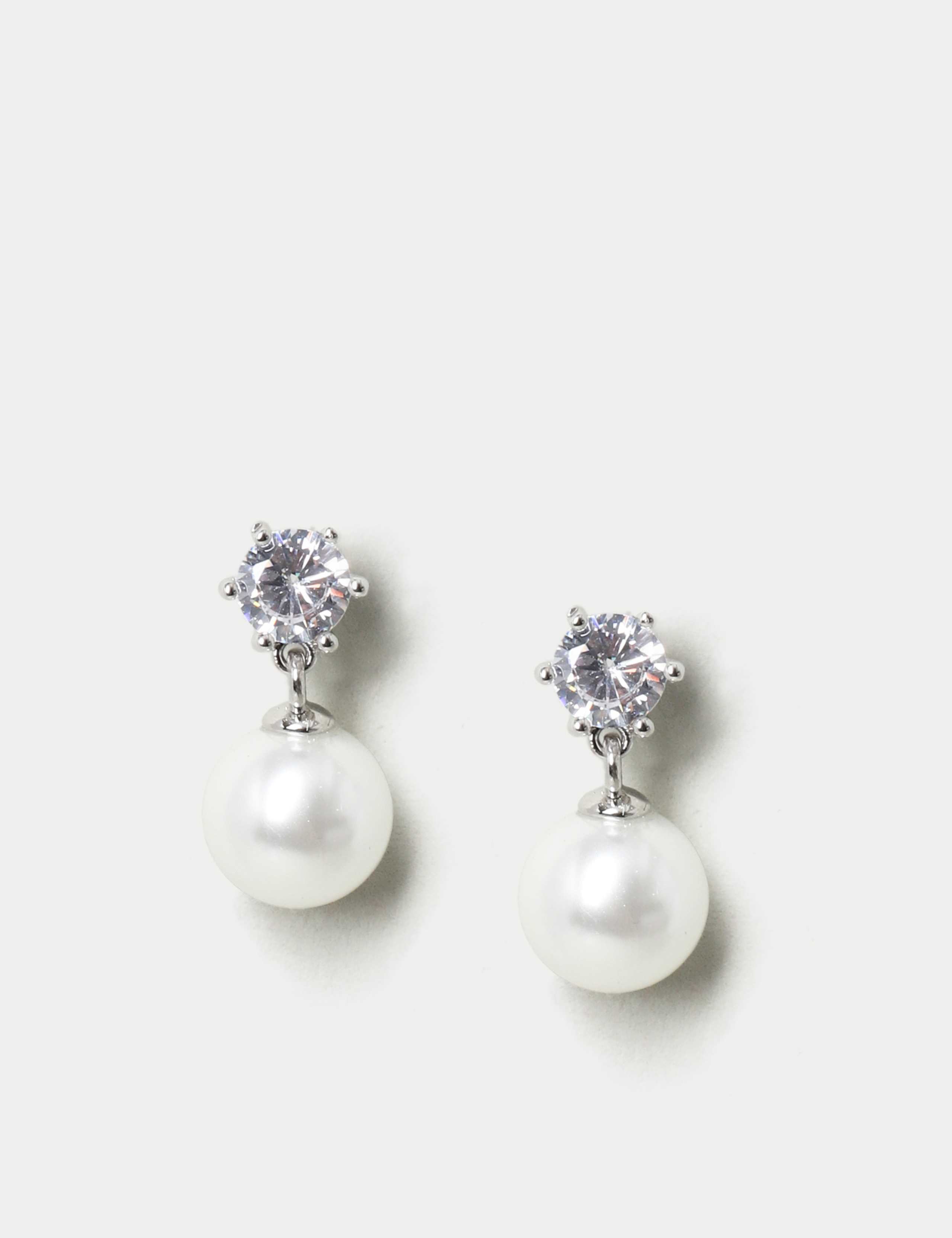 Platinum Pearl Drop Detail Earring