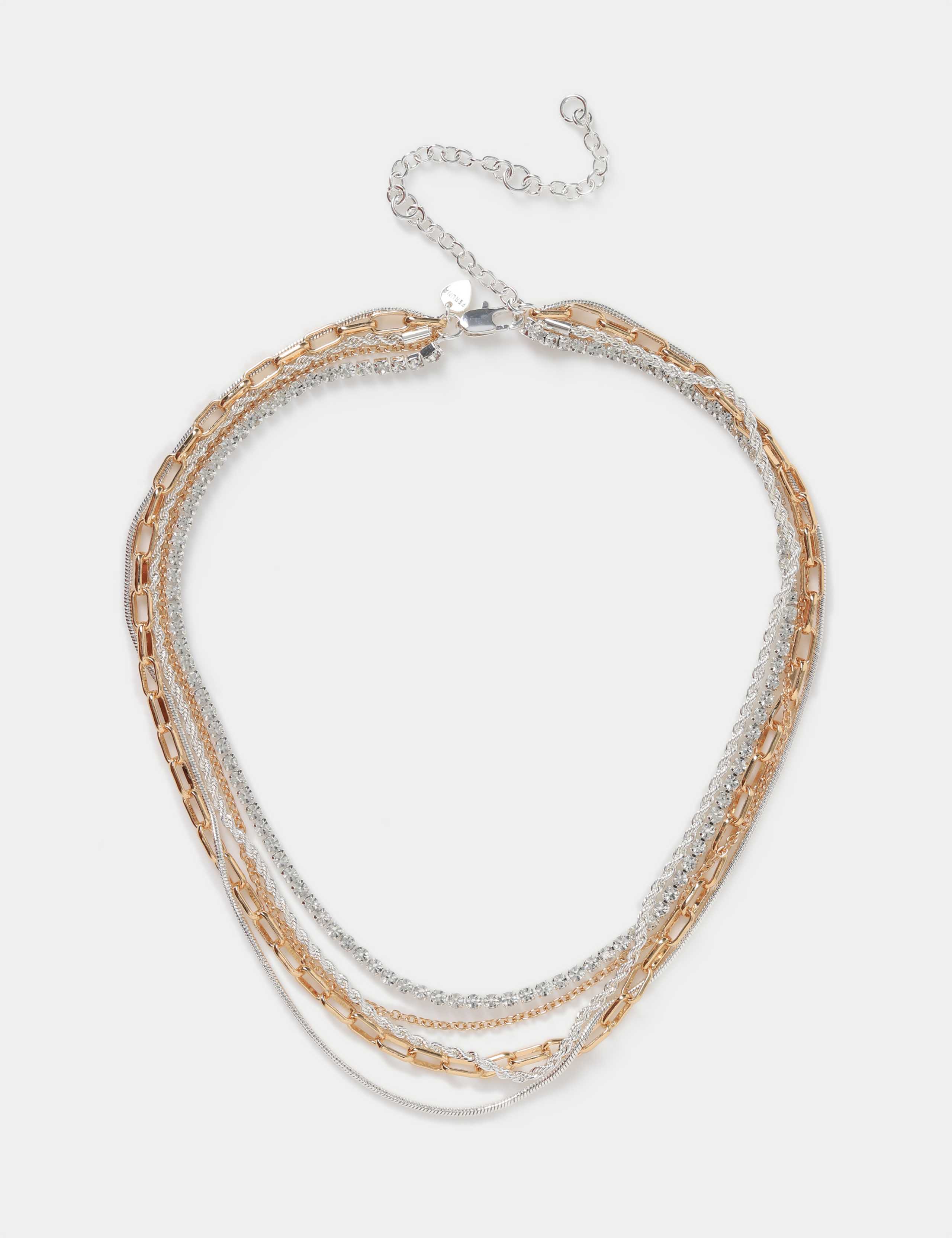Mixed Metal Multi Row Necklace