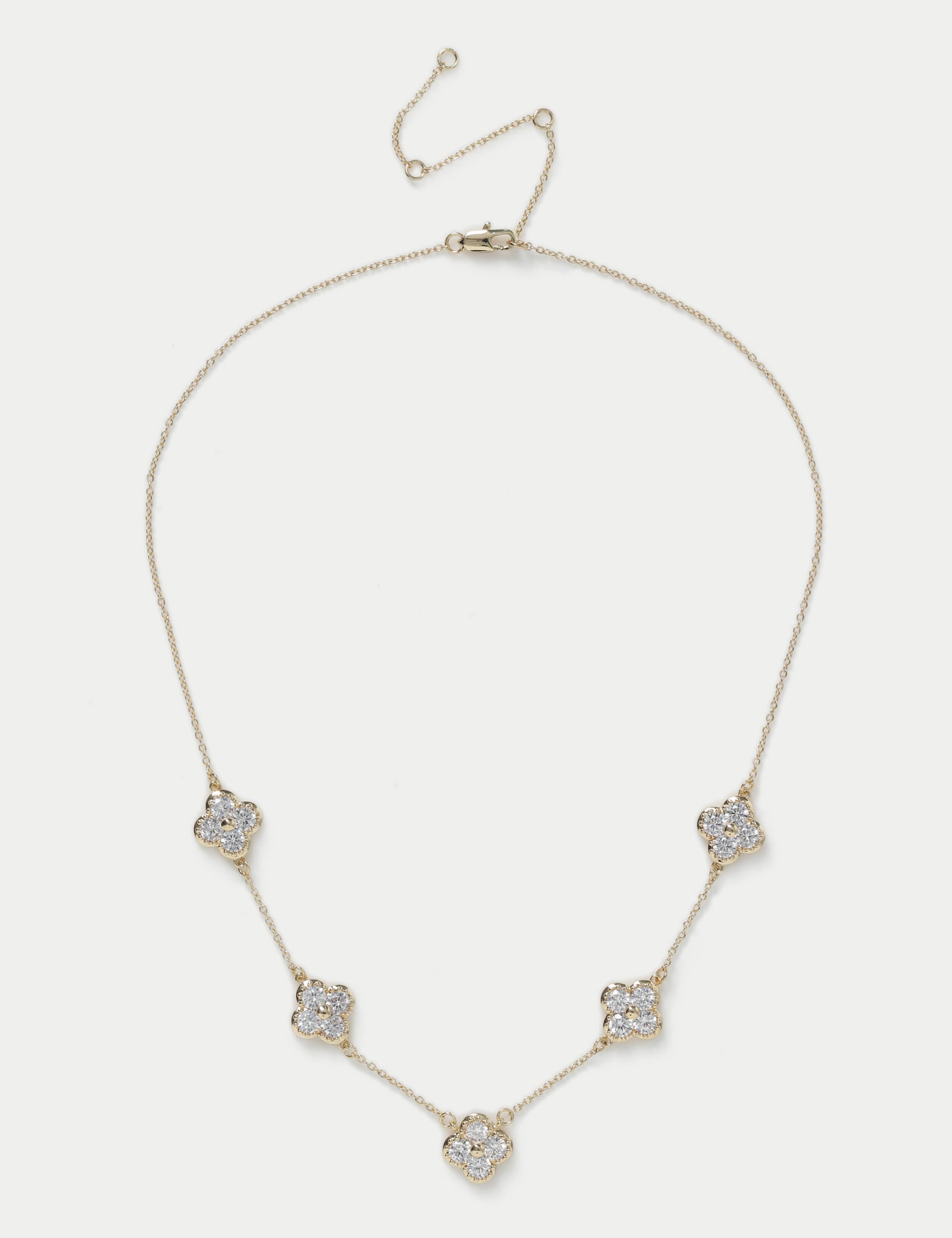 Cubic Zirconia Multi Flower Necklace