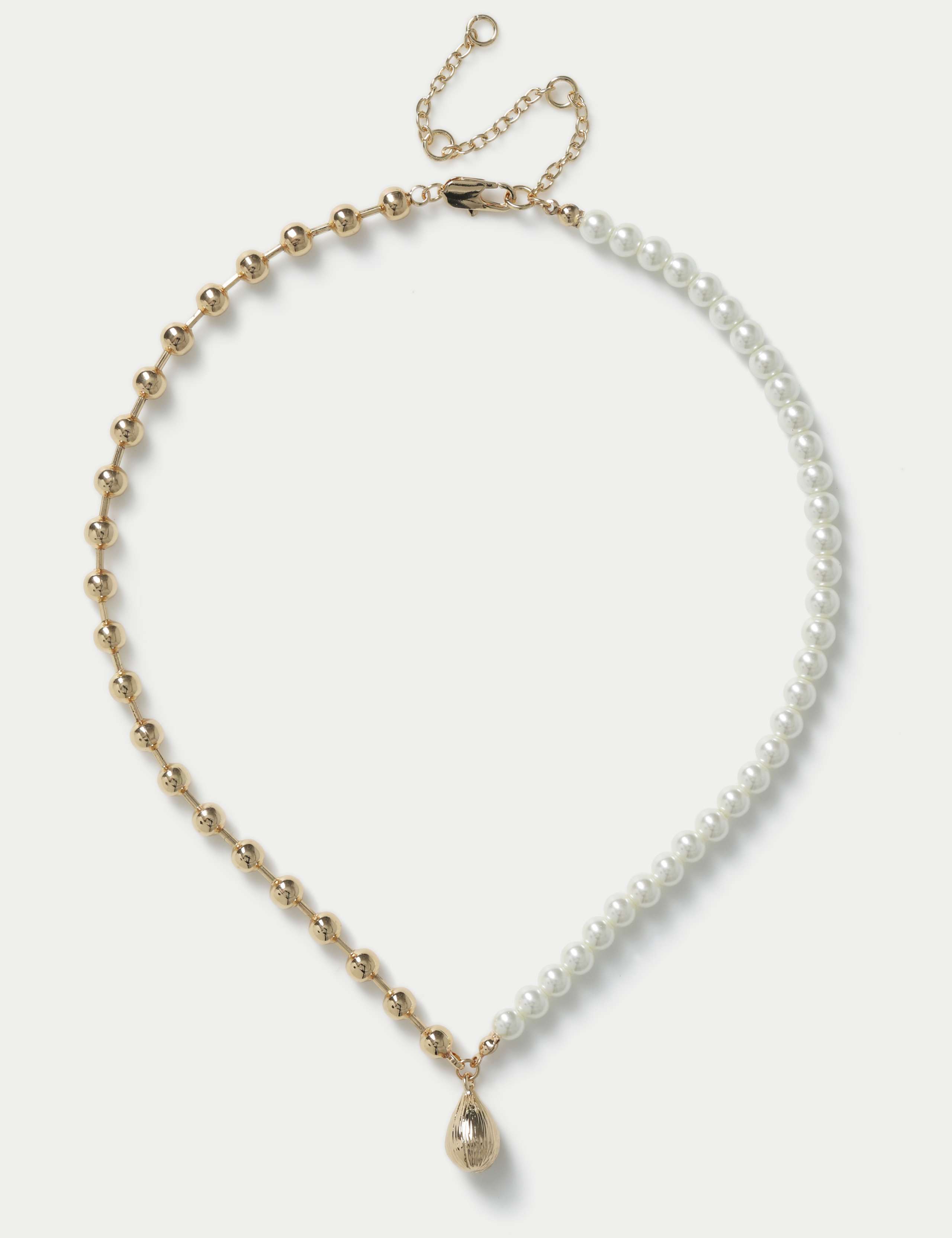 Pearl and Gold Tone Tear Drop Pendant Neckwear