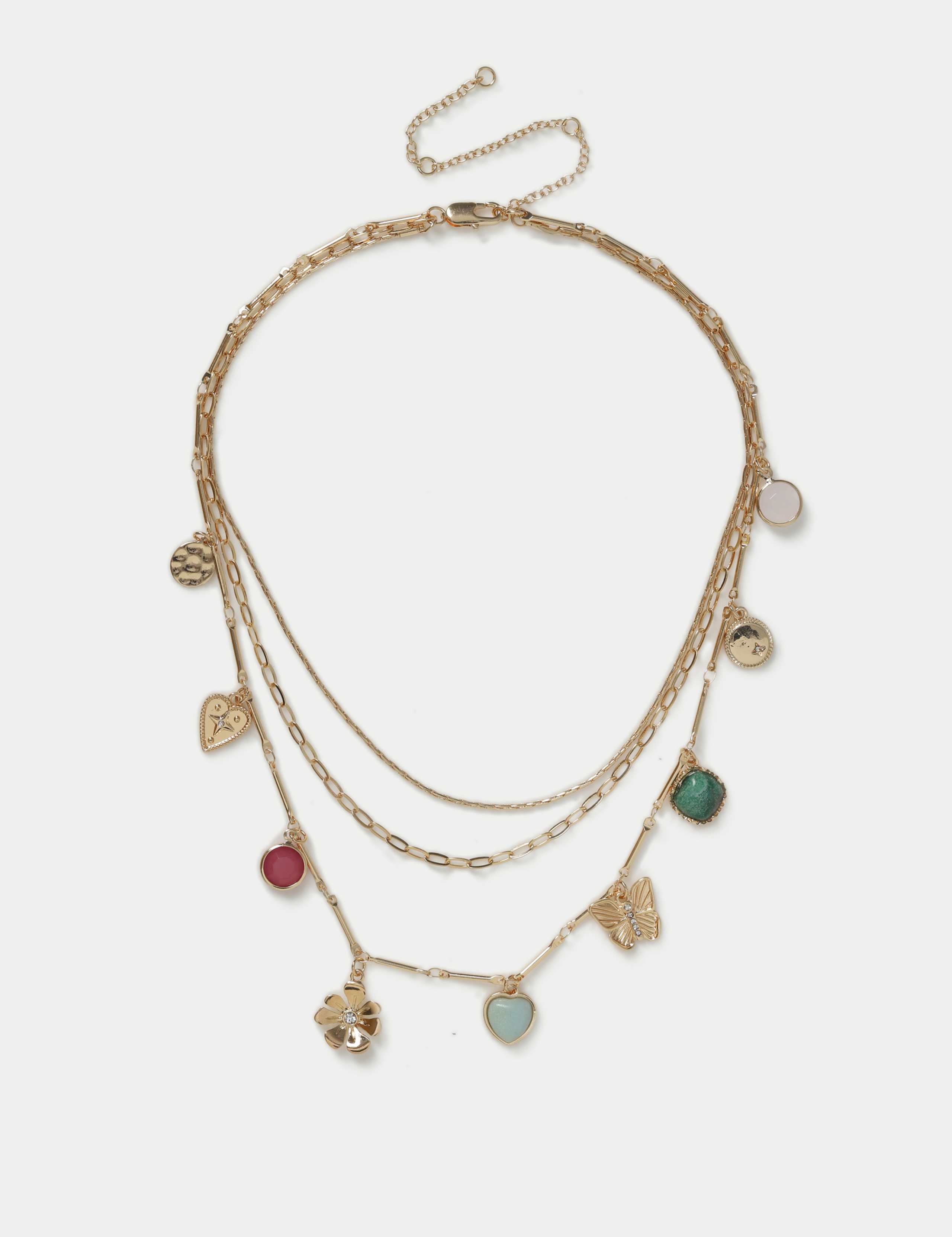 Multi Real Stone Layering Necklace