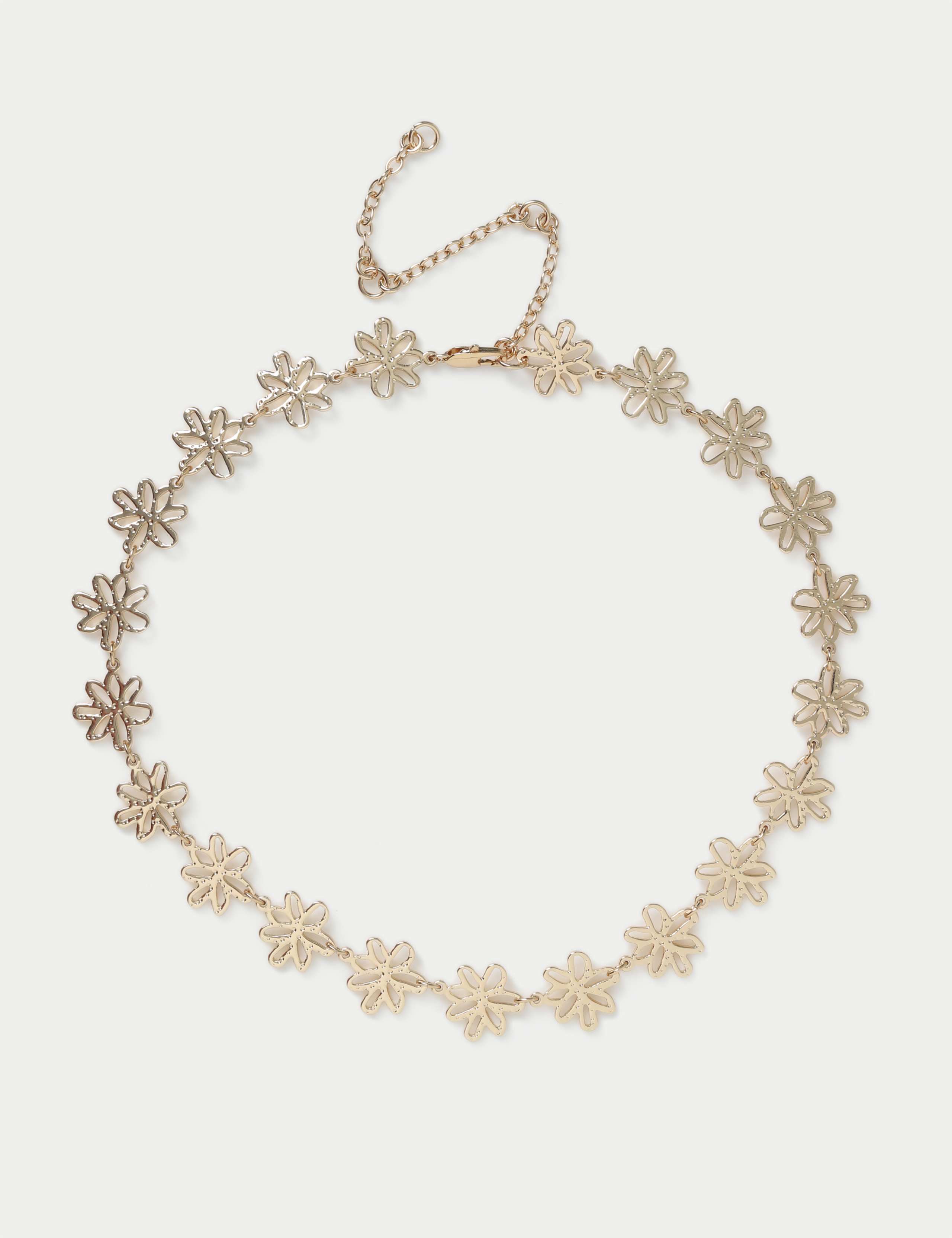 Gold Tone Floral Outline Necklace