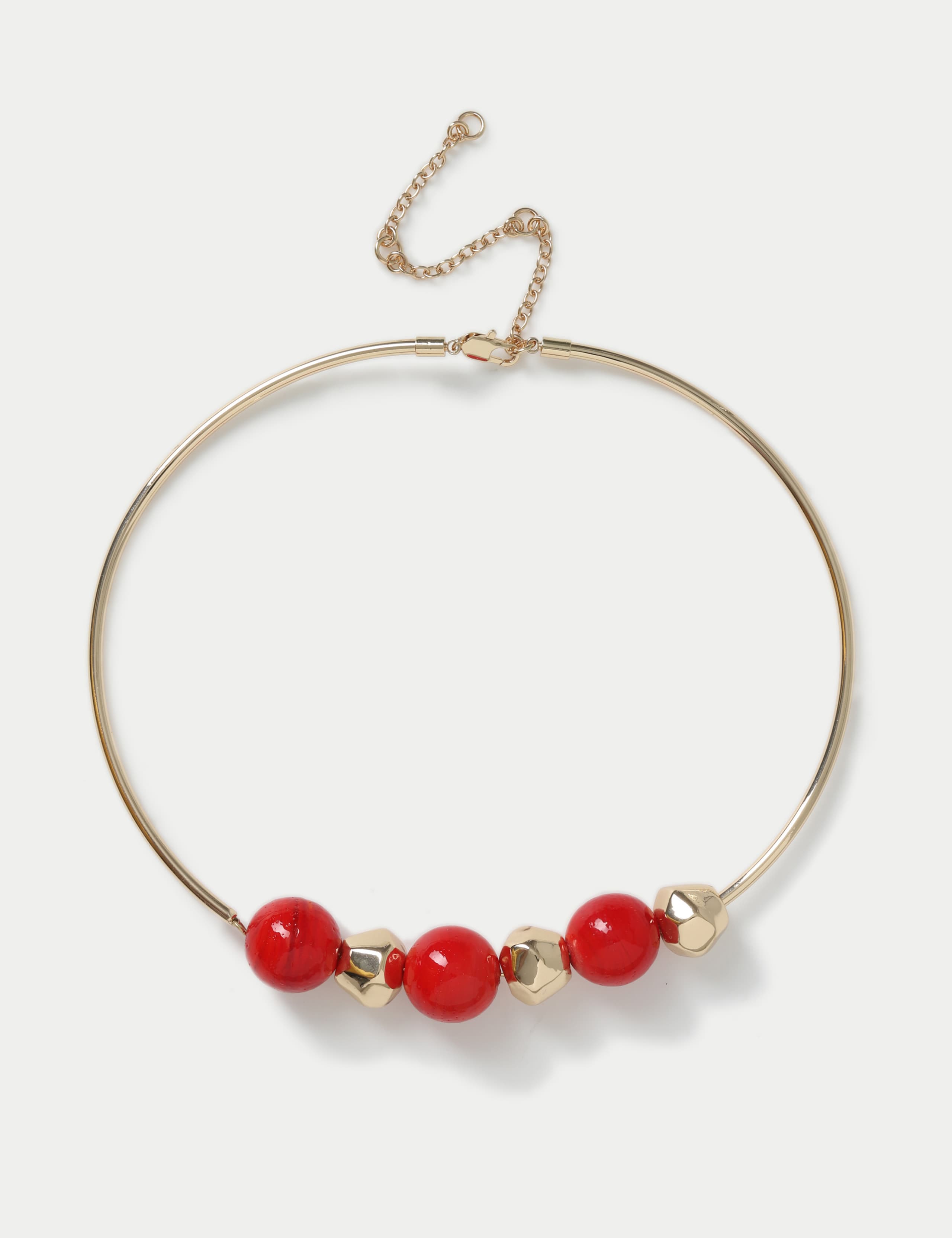 Clean Metal Red Bead Torc