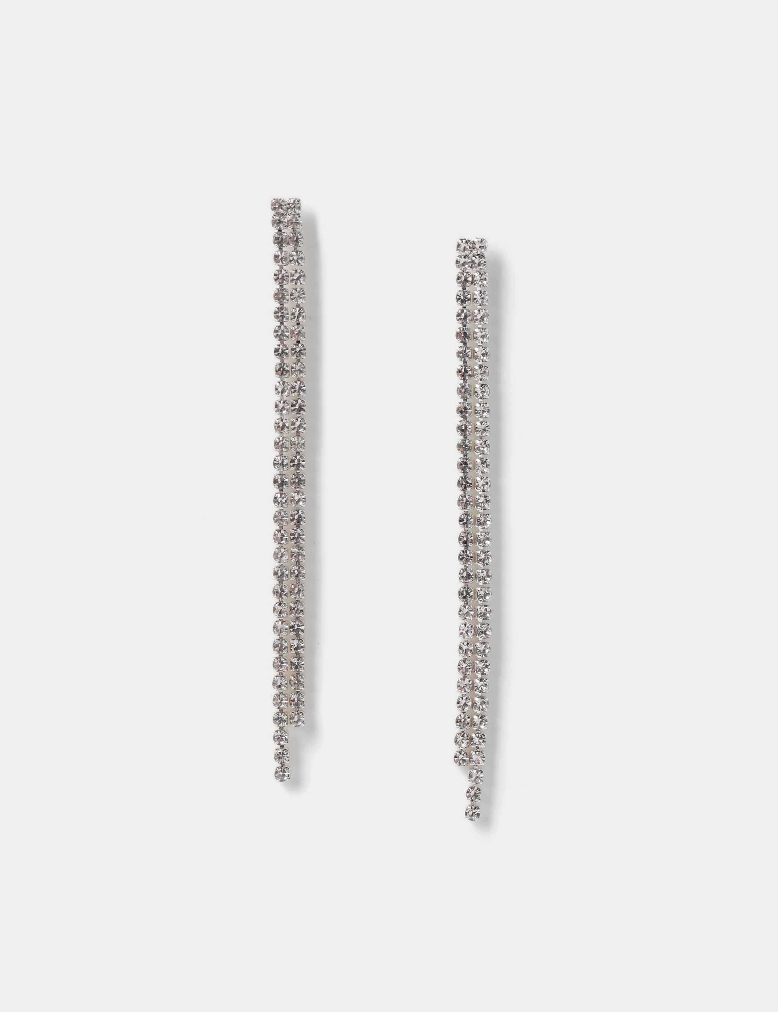 Silver Tone Cup Chain Duster Earrings