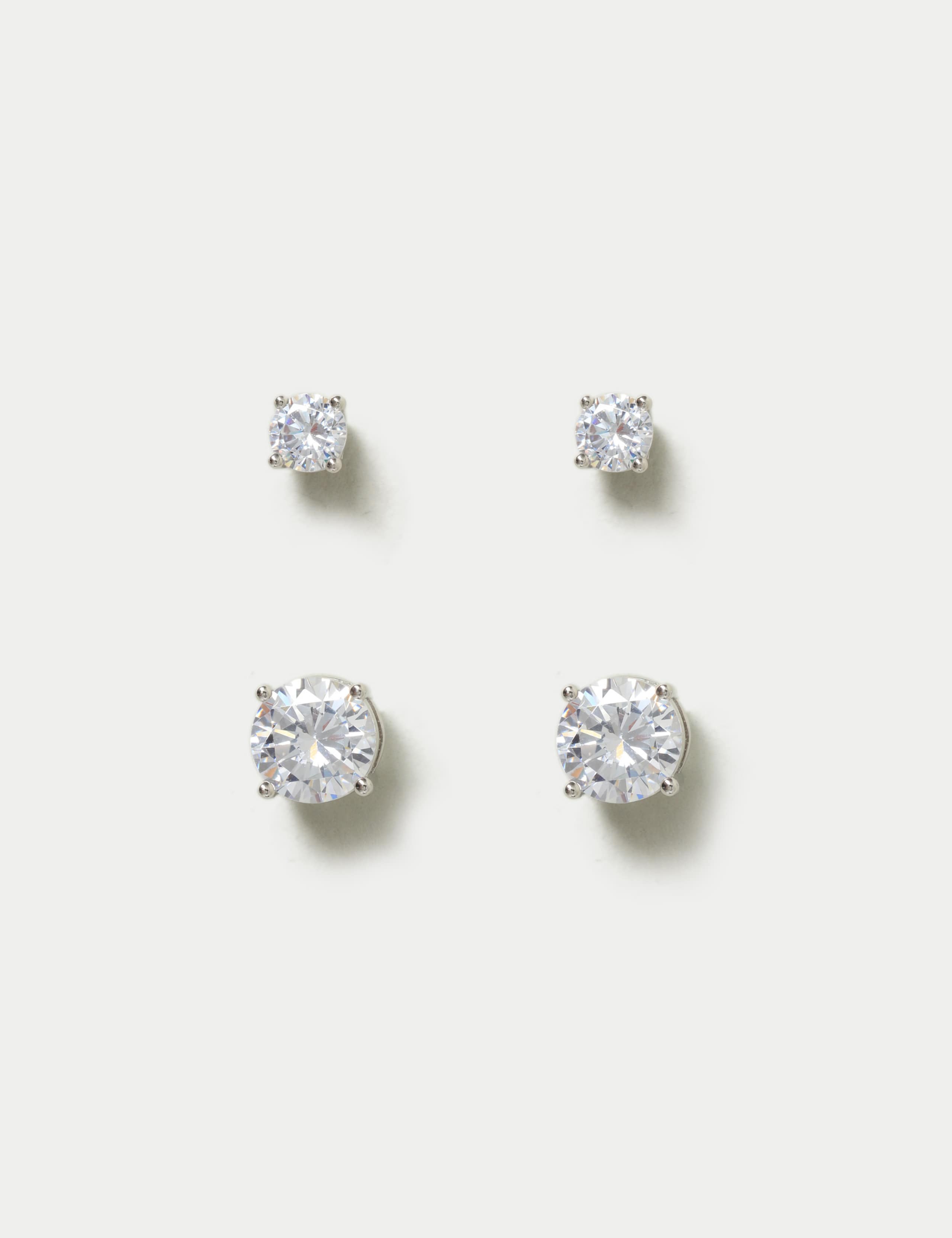Platinum Plated 2 Pack Stud Earrings Set