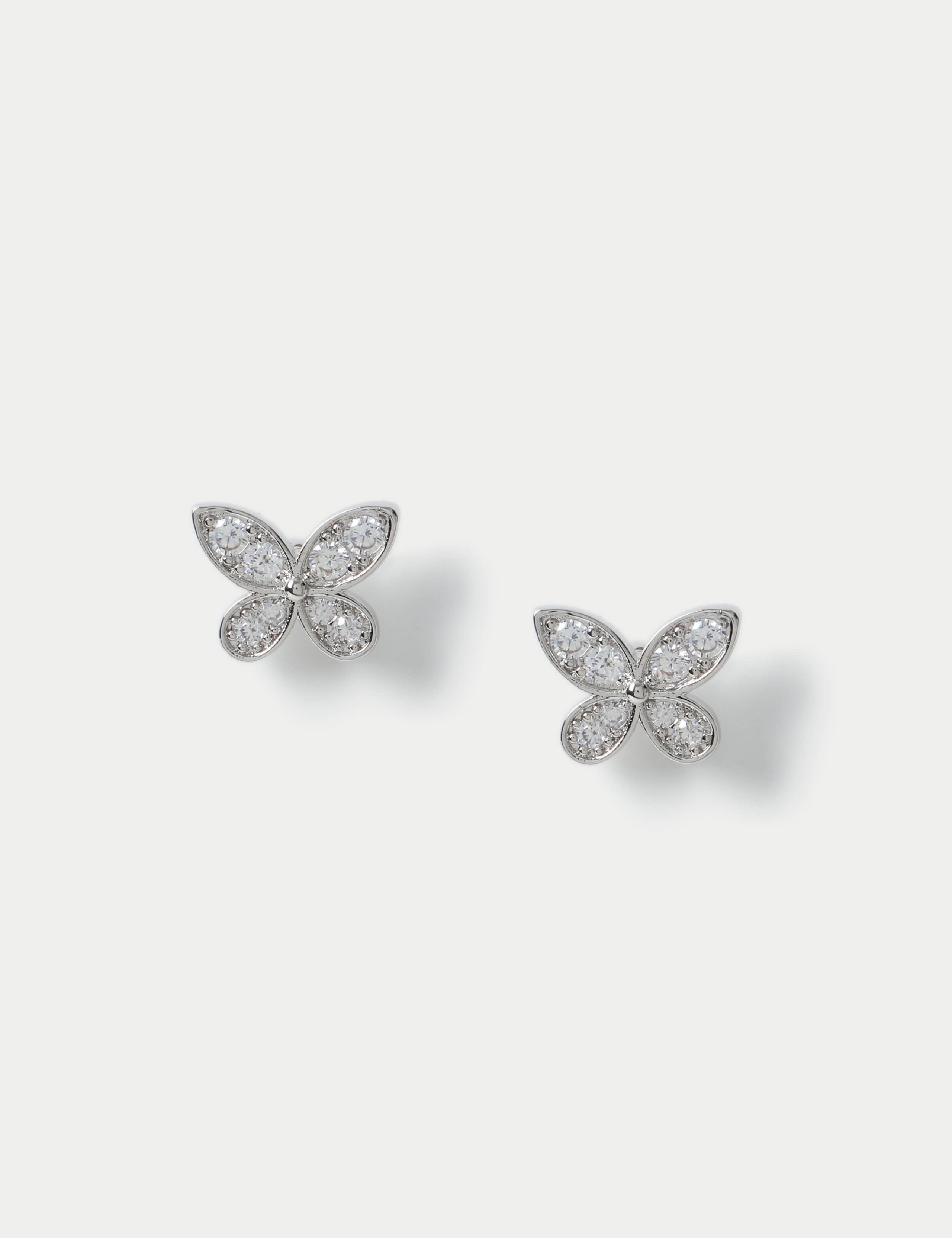 Platinum Plated Butterfly Stud Earring