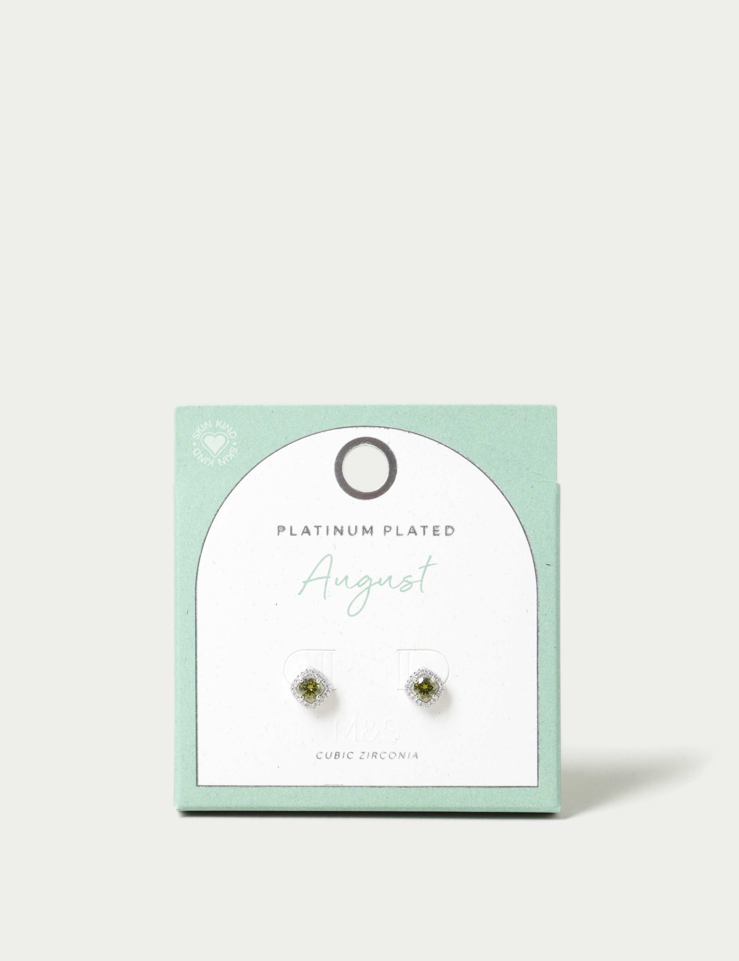 Platinum Plated August Stud Earrings
