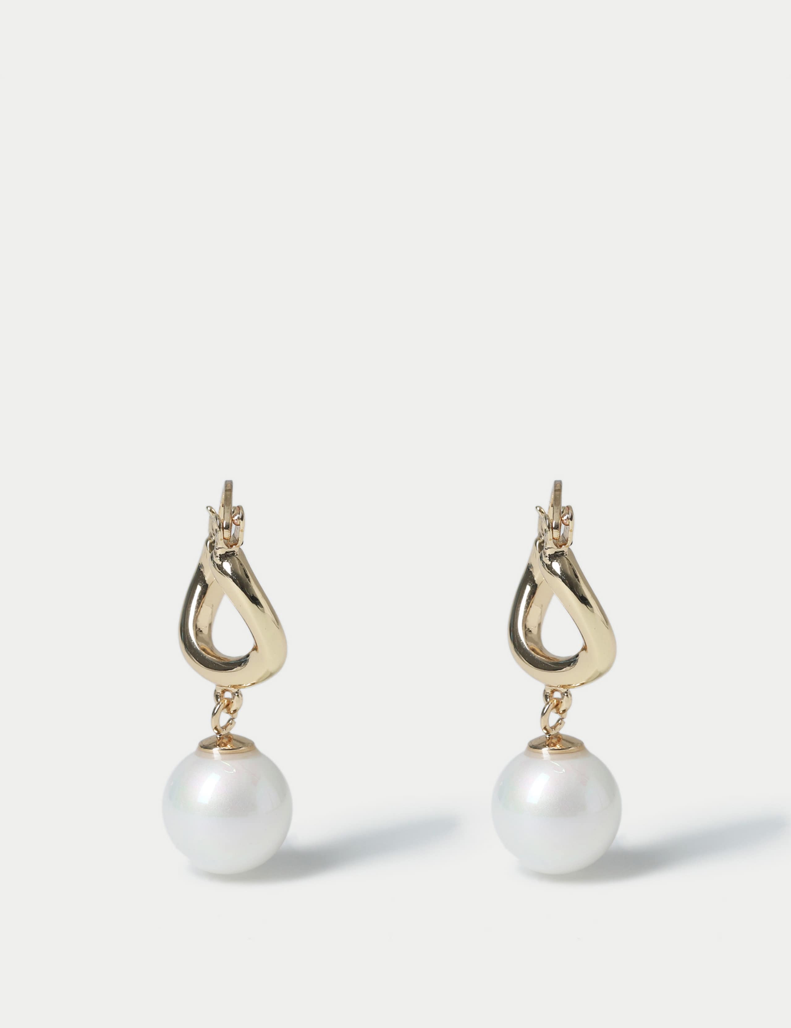 Fresh Water Pearl Drop Hoop Earrings