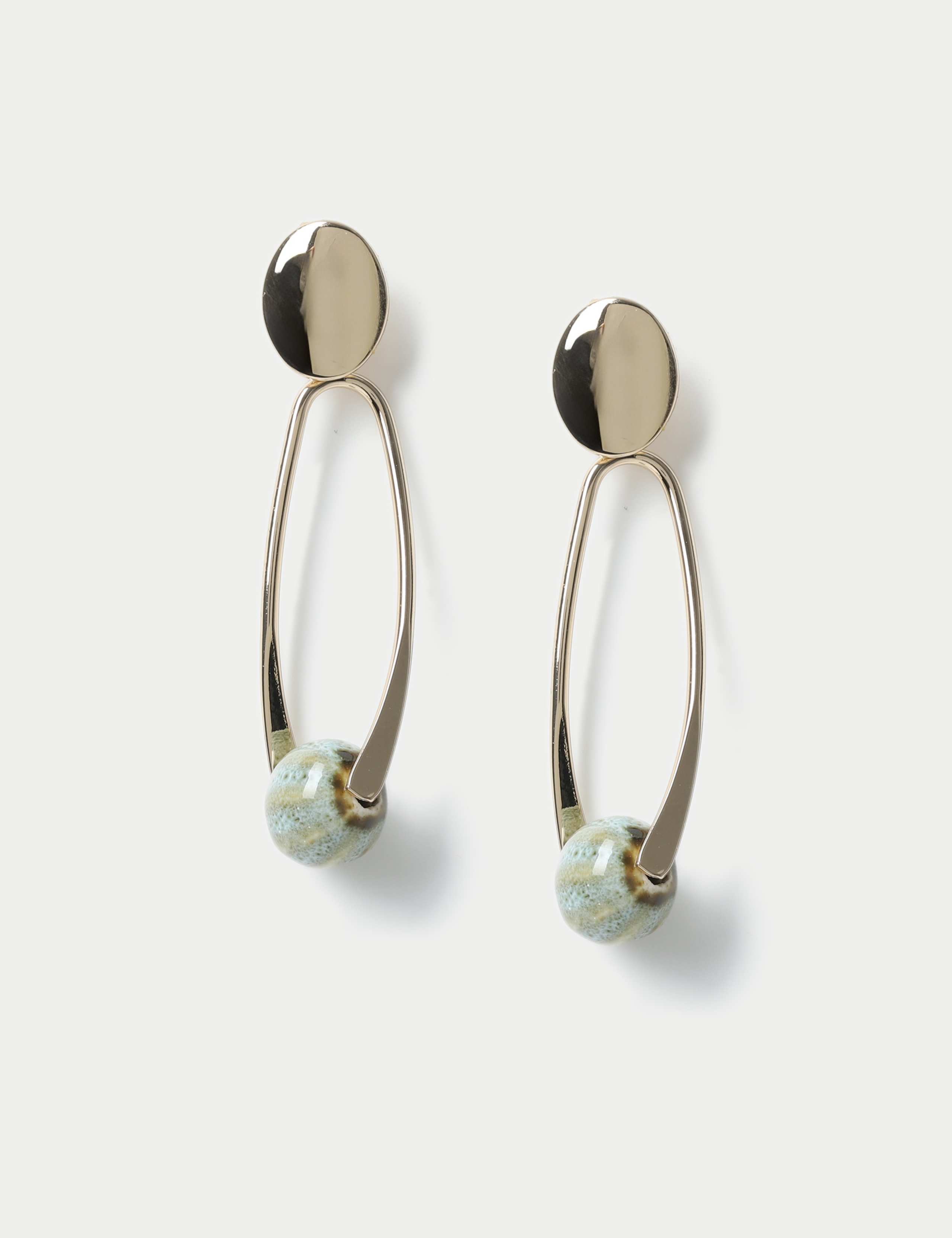 Gold Tone Elongated Ball Drop Earrings