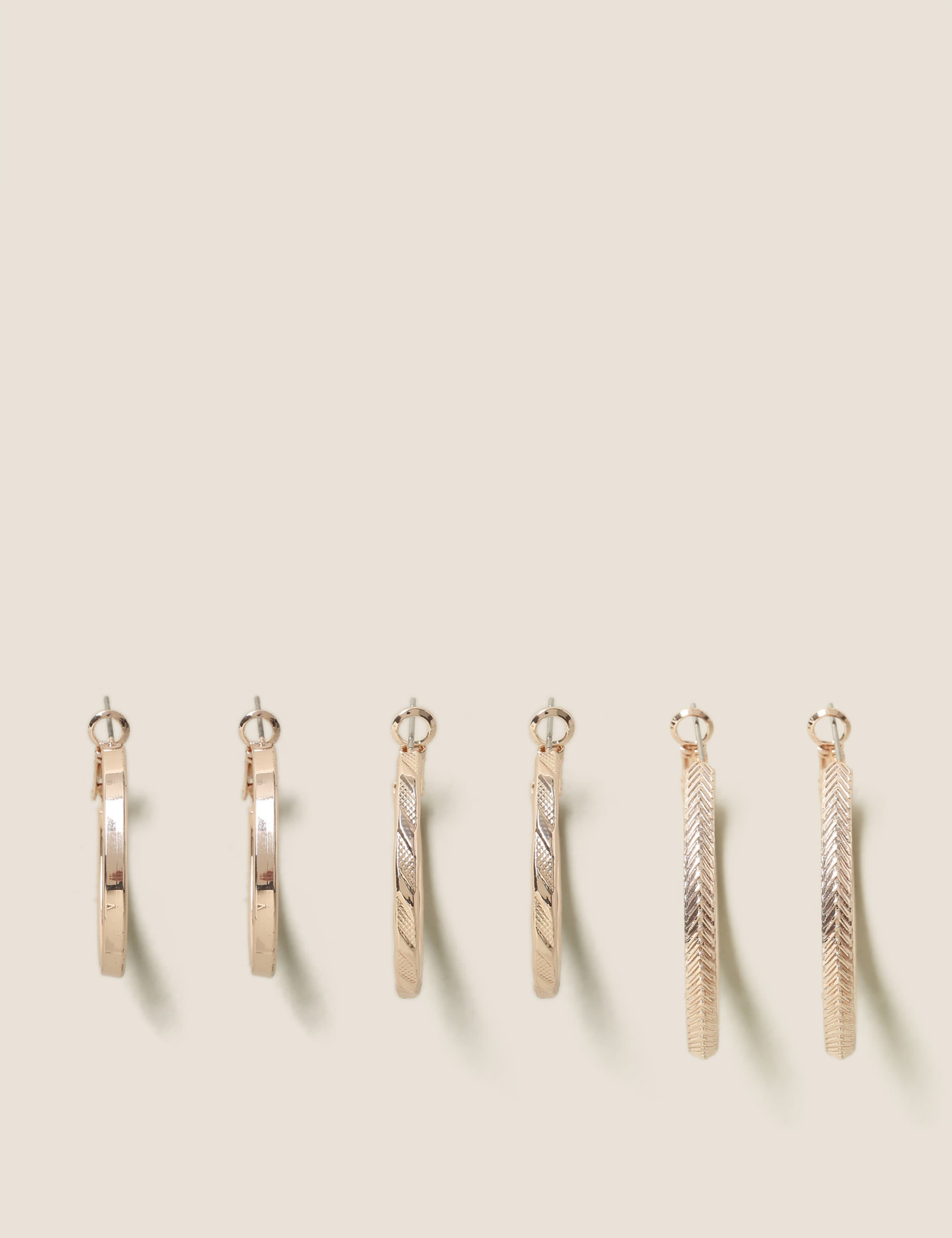 3 pk Rose Gold Tone Hoop Earrings