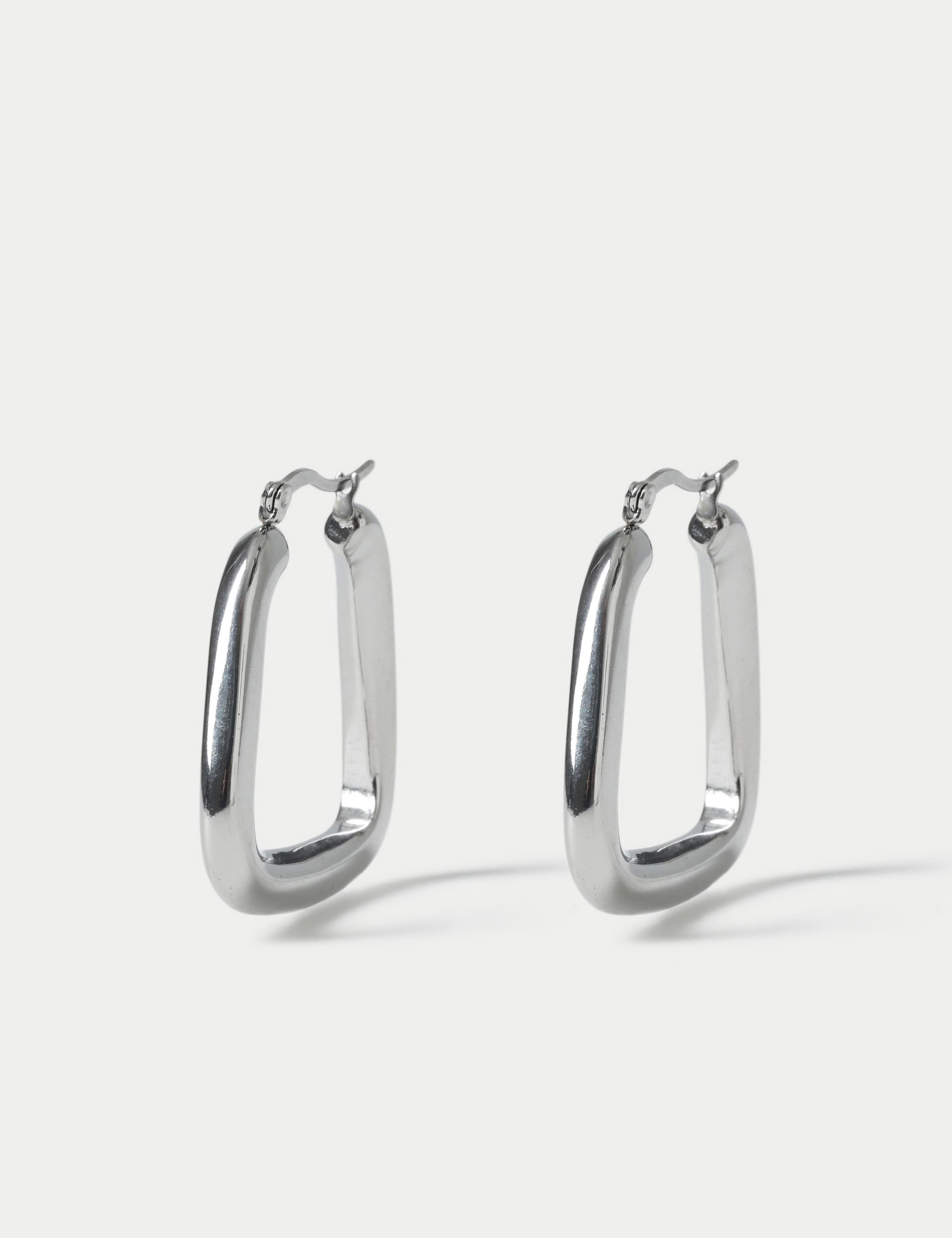 Oversized Silver Square Hoop Earrings