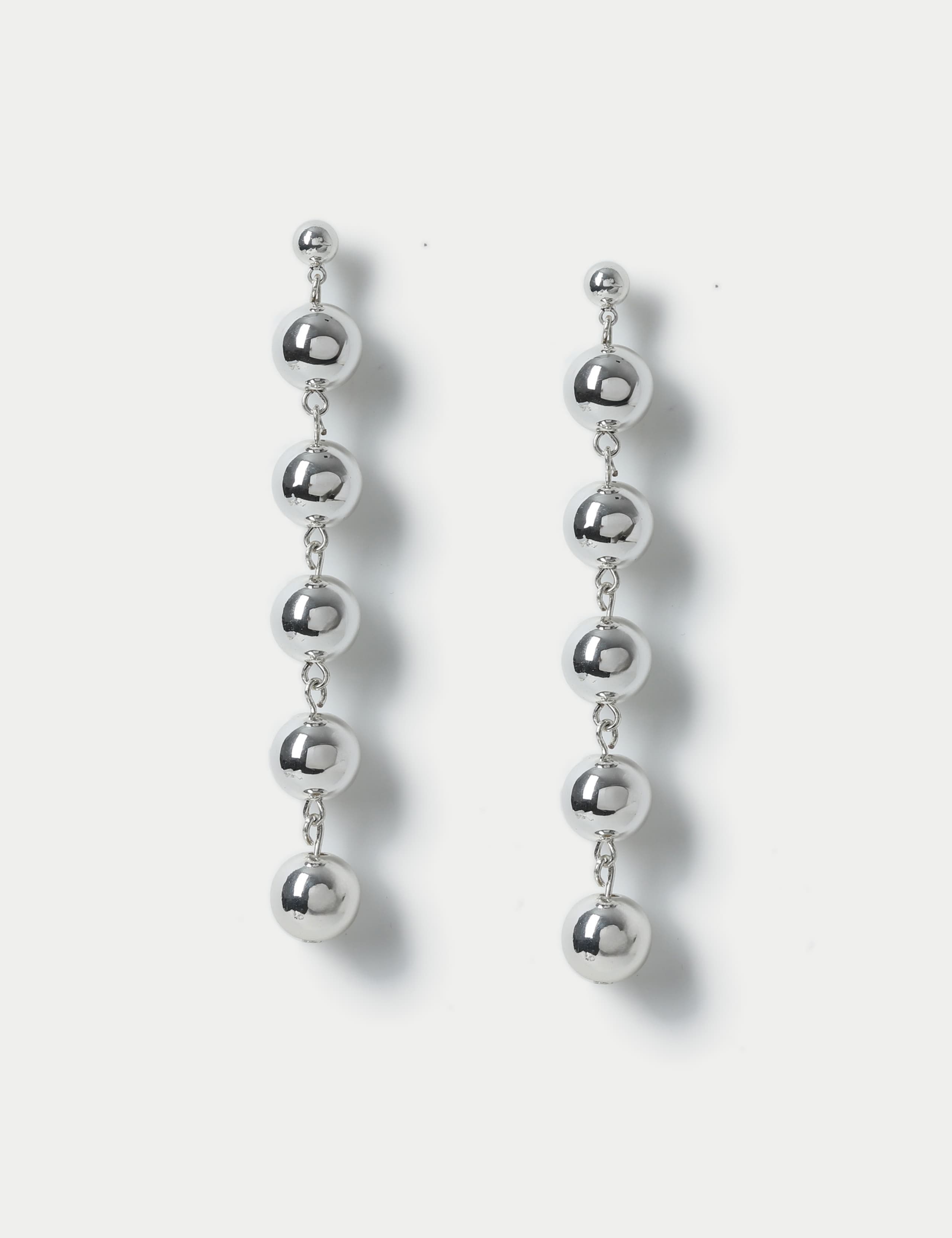 Silver Tone Cascading Ball Drop Earrings