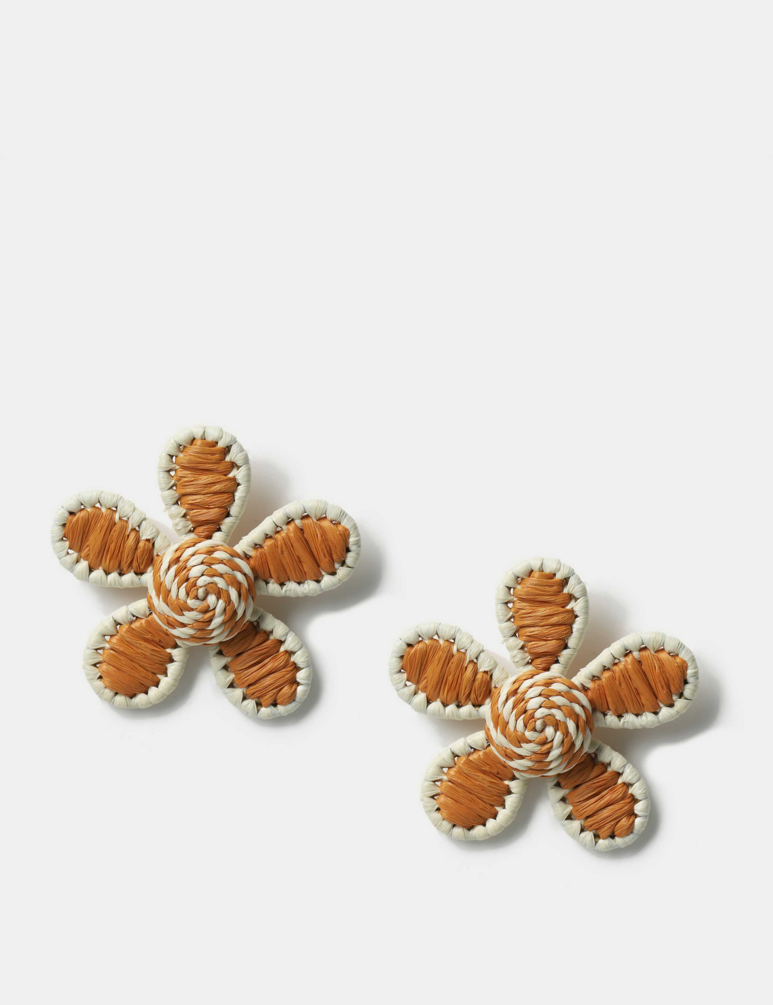 Orange and White Flower Stud Earrings