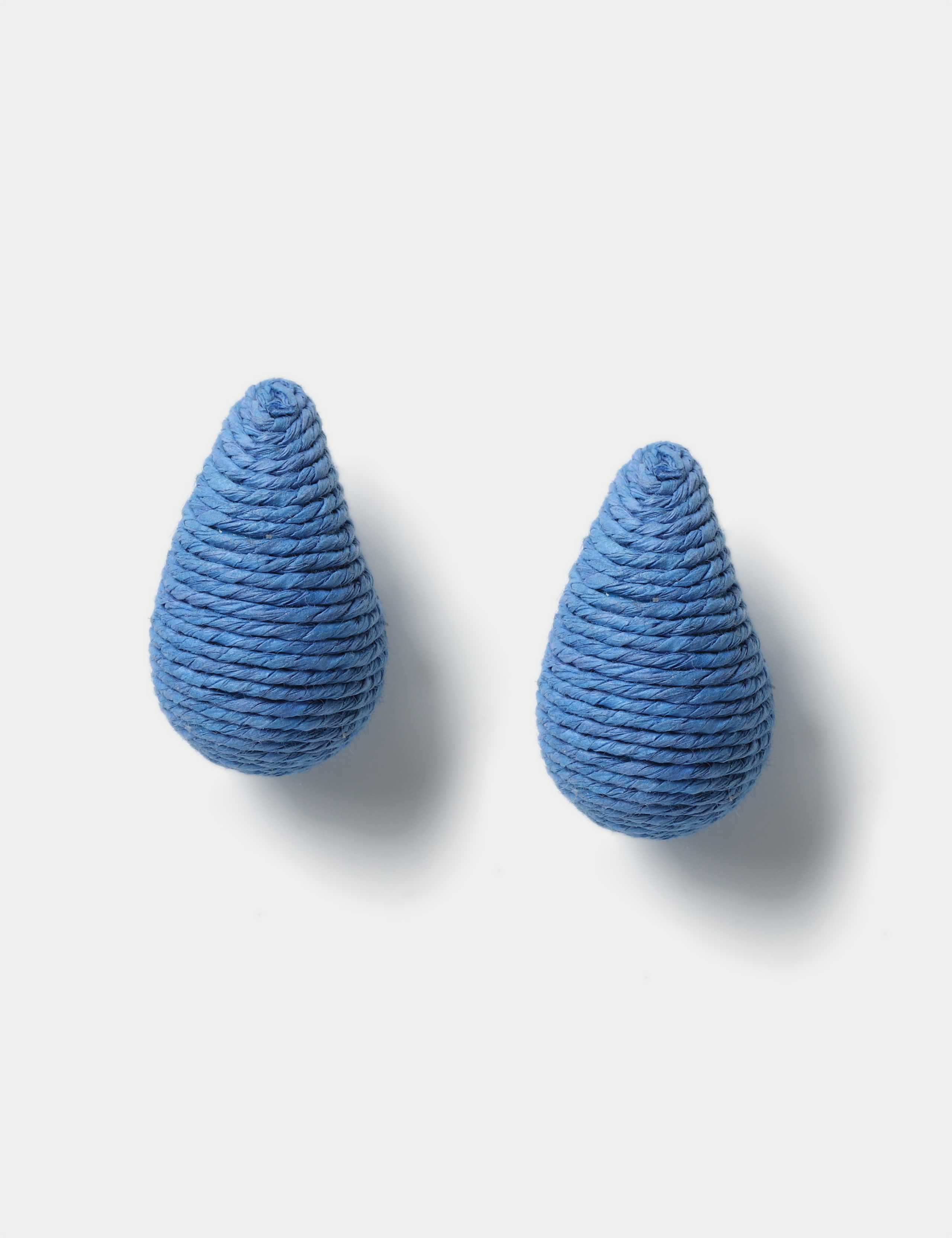 Cobalt Blue Raffia Tear Drop Earrings
