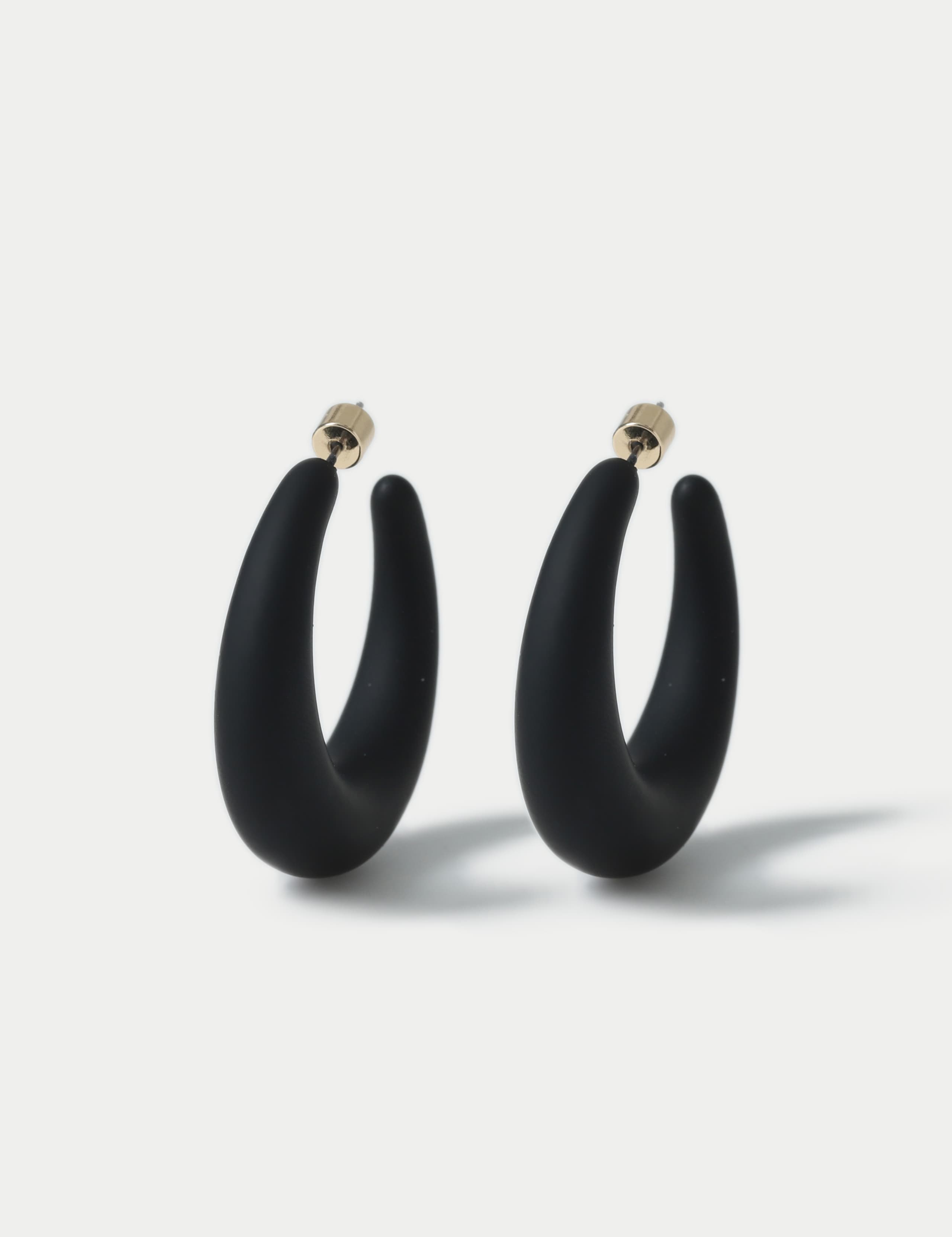 Black Curved Shape Earrings