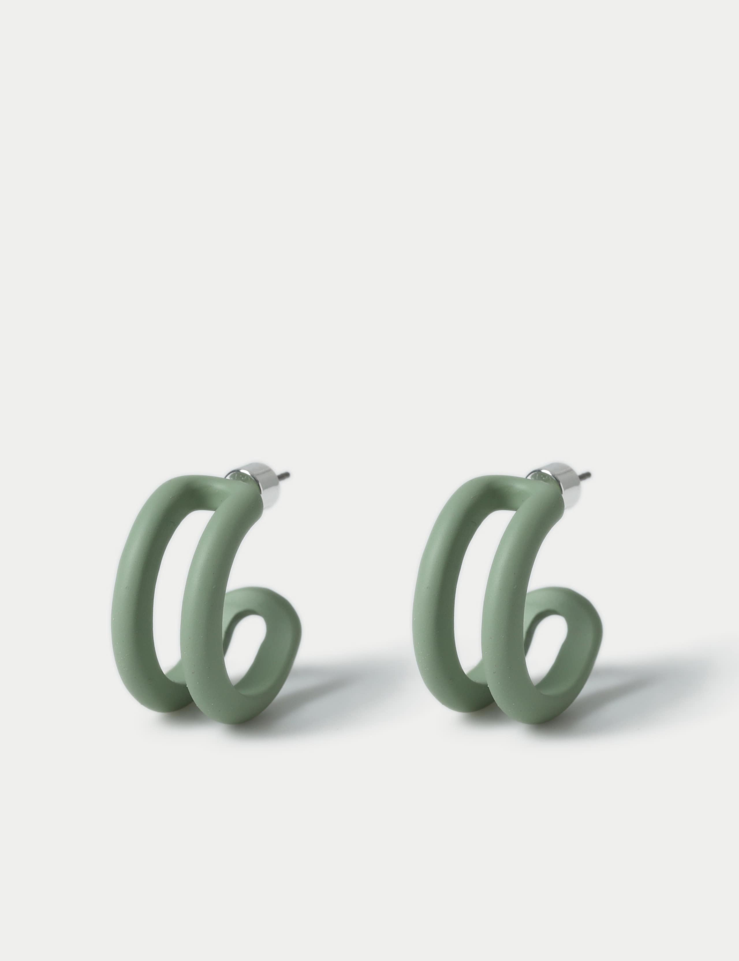 Green Powder Coat Hoop Earrings