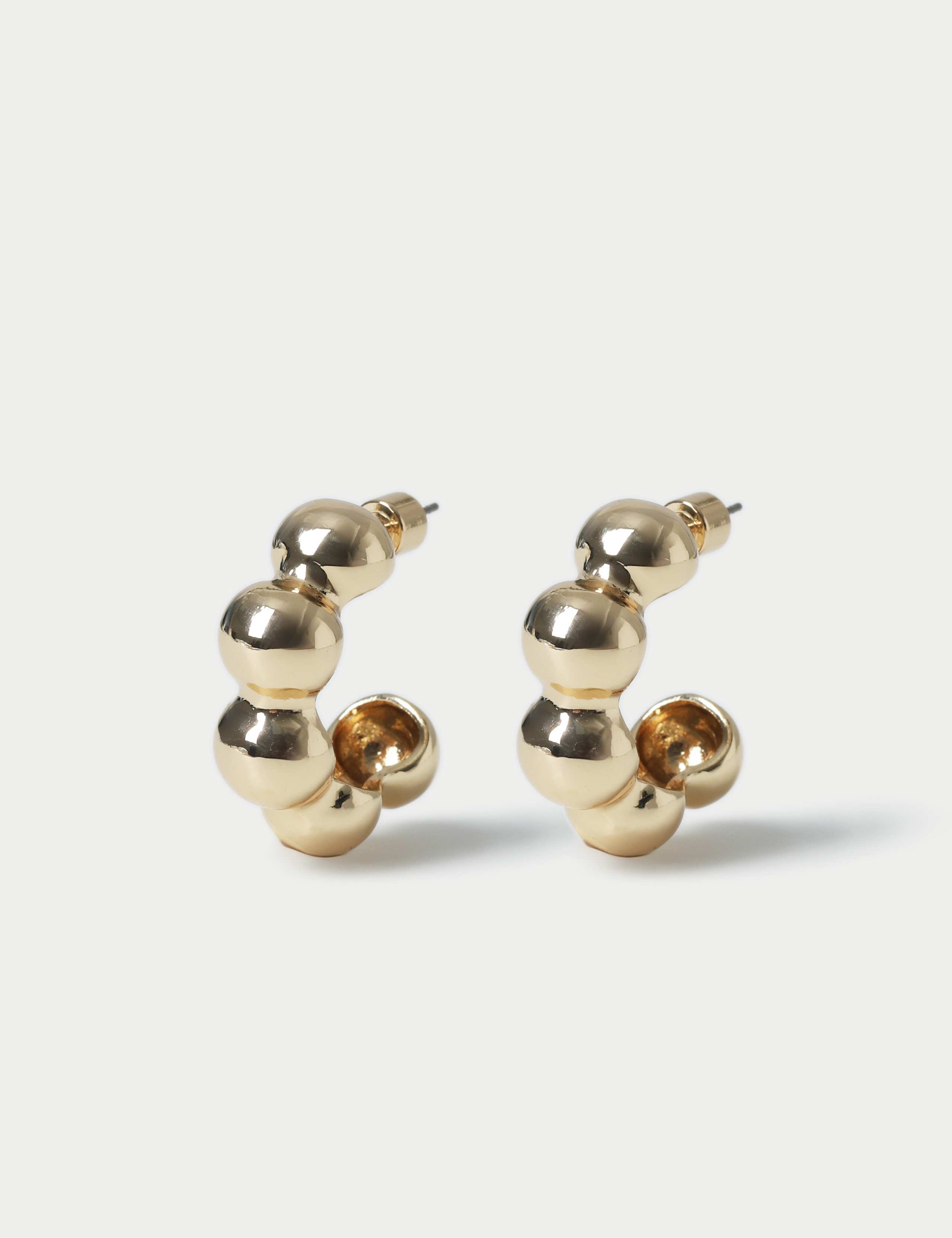 Gold Tone Bobble C Shaped Earrings