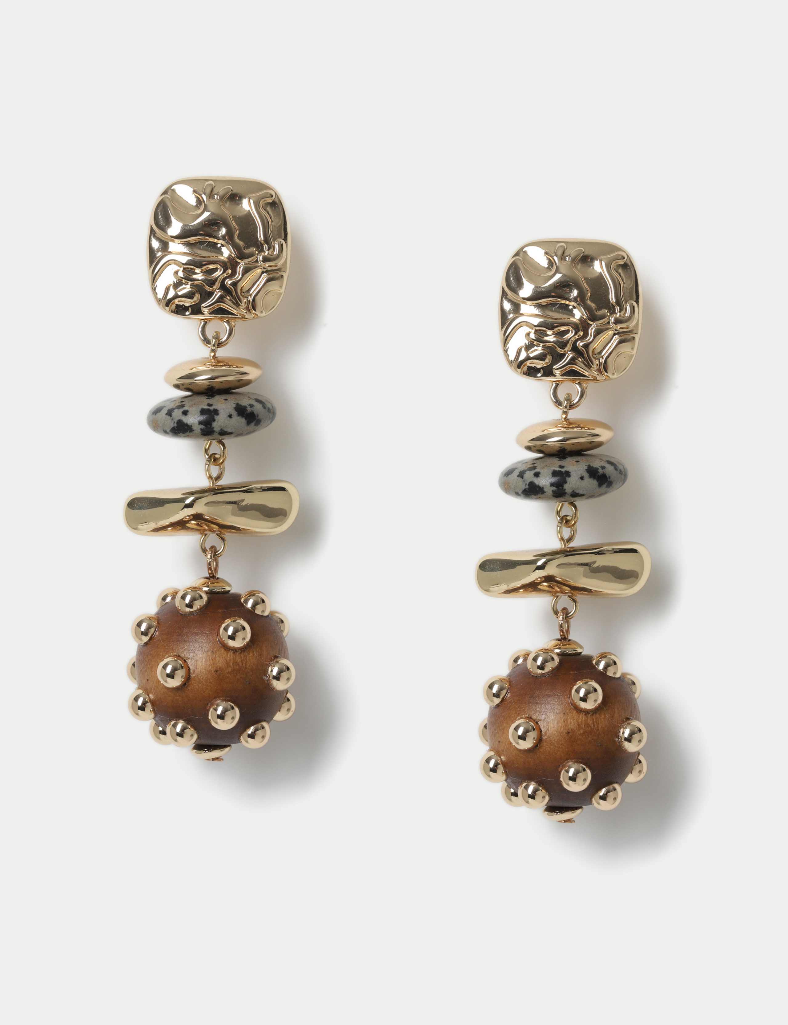 Mixed Material Drop Earrings