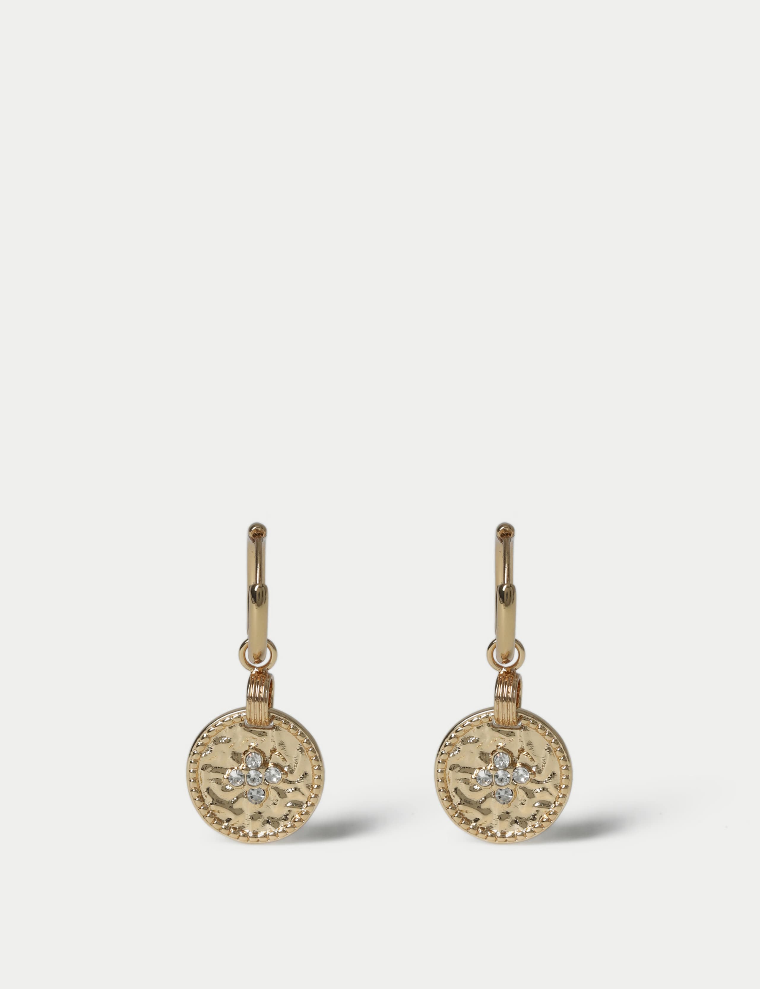 Rhinestone Scatter Drop Hoop Earrings