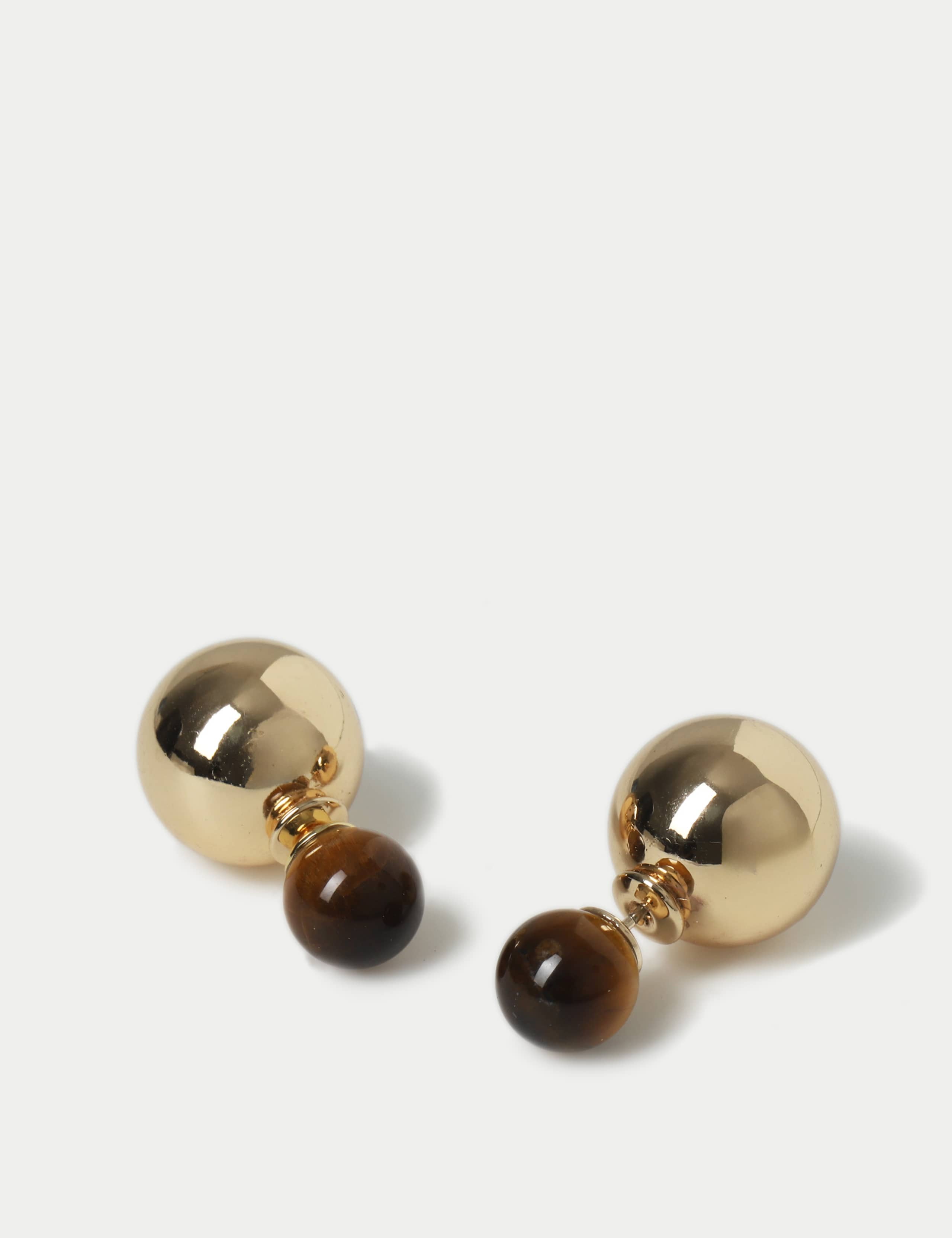Real Stone Front and Back Earrings