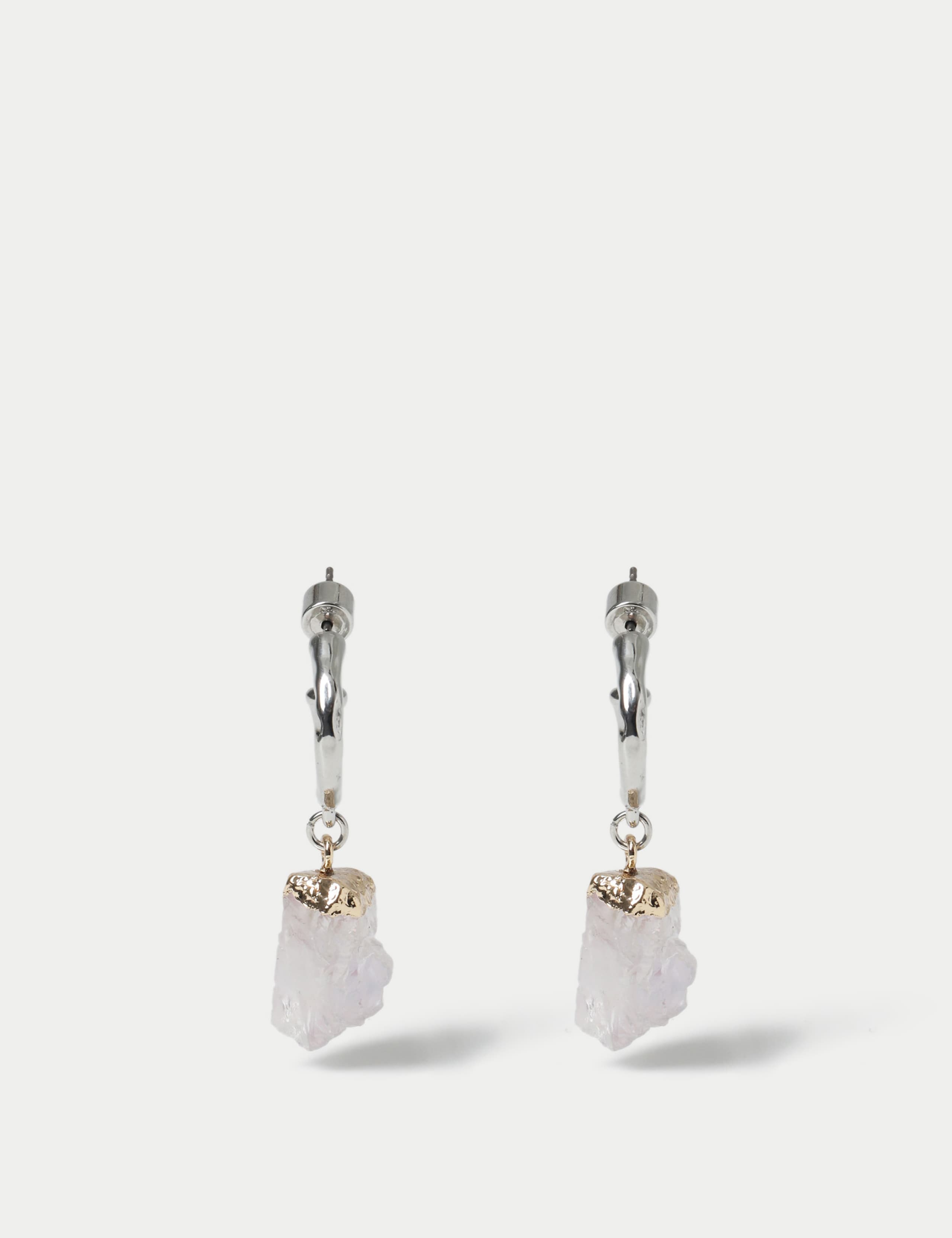 Rock Detail Drop Hoop Earrings