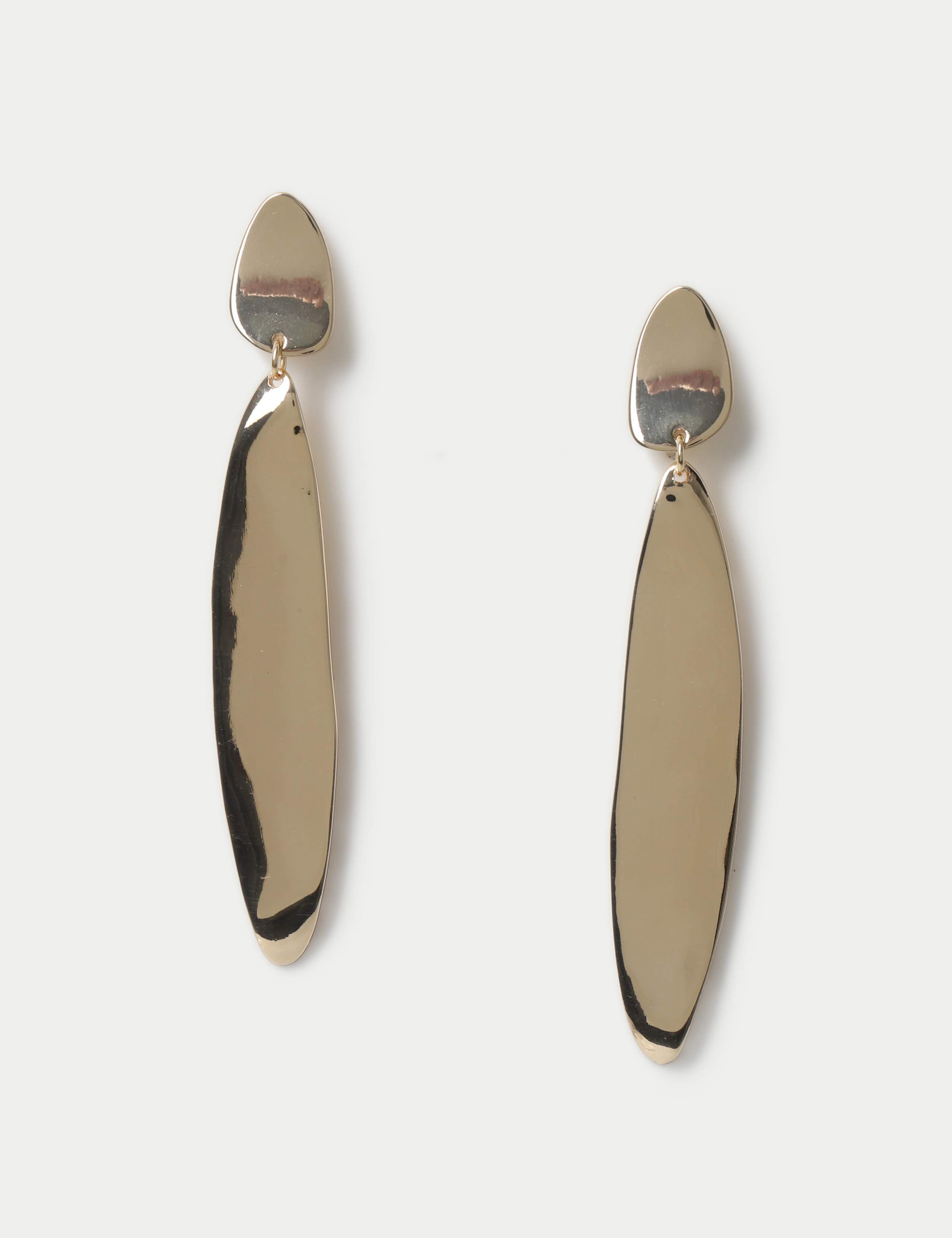 Clean Metal Elongated Drop Earrings