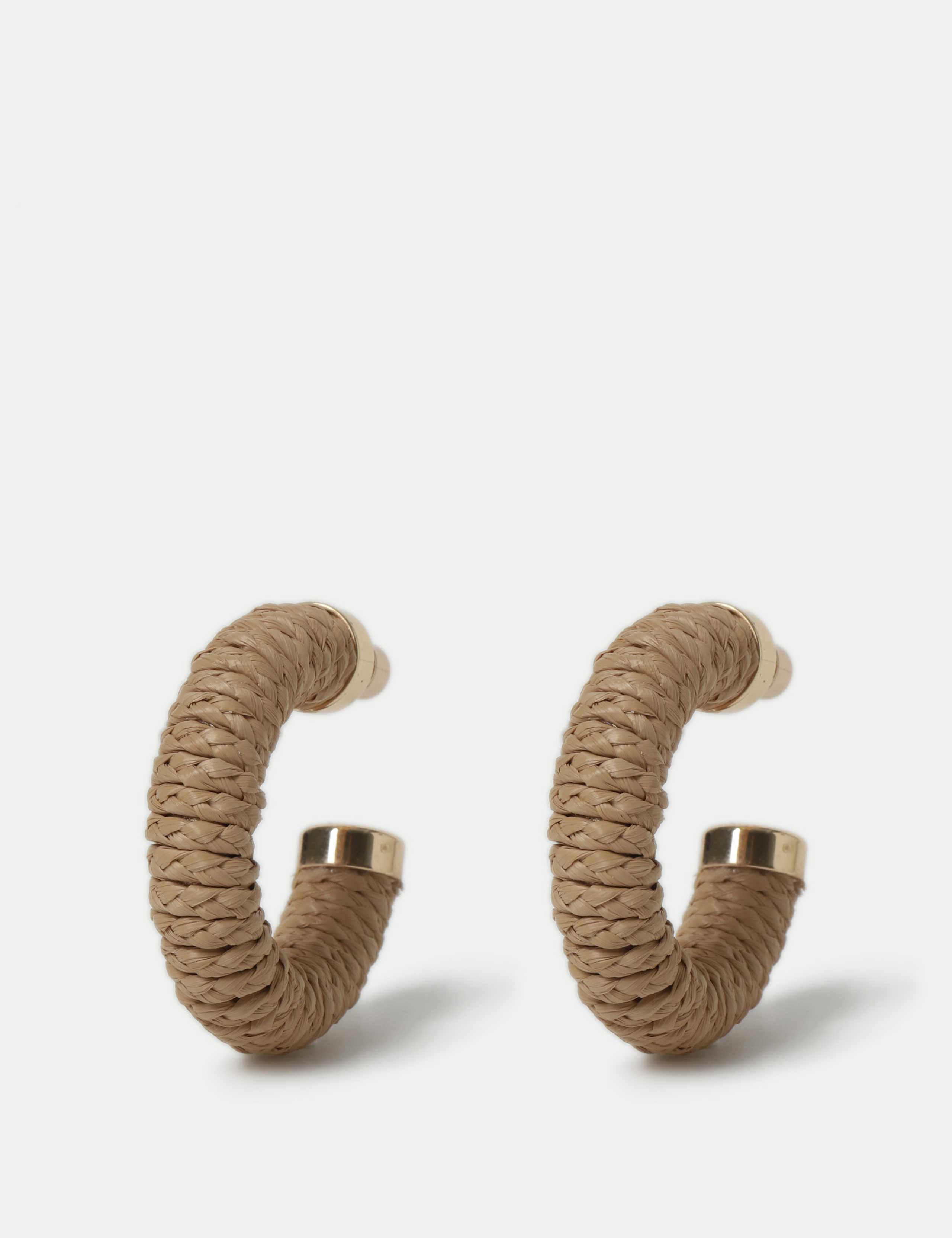 Raffia Beige Hoop Earrings