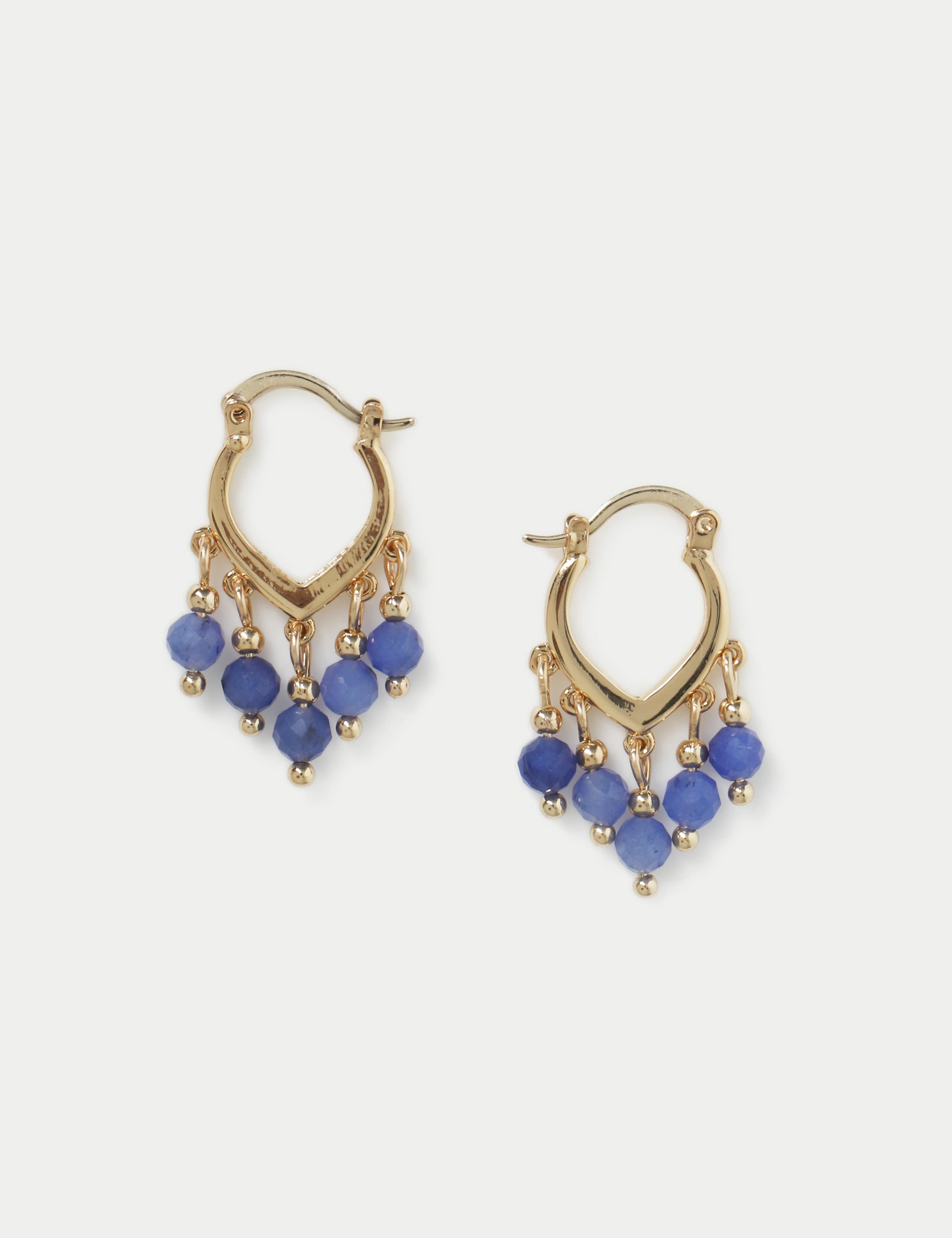 Per Una Blue Lace Agate Semi Precious Tassel Earrings