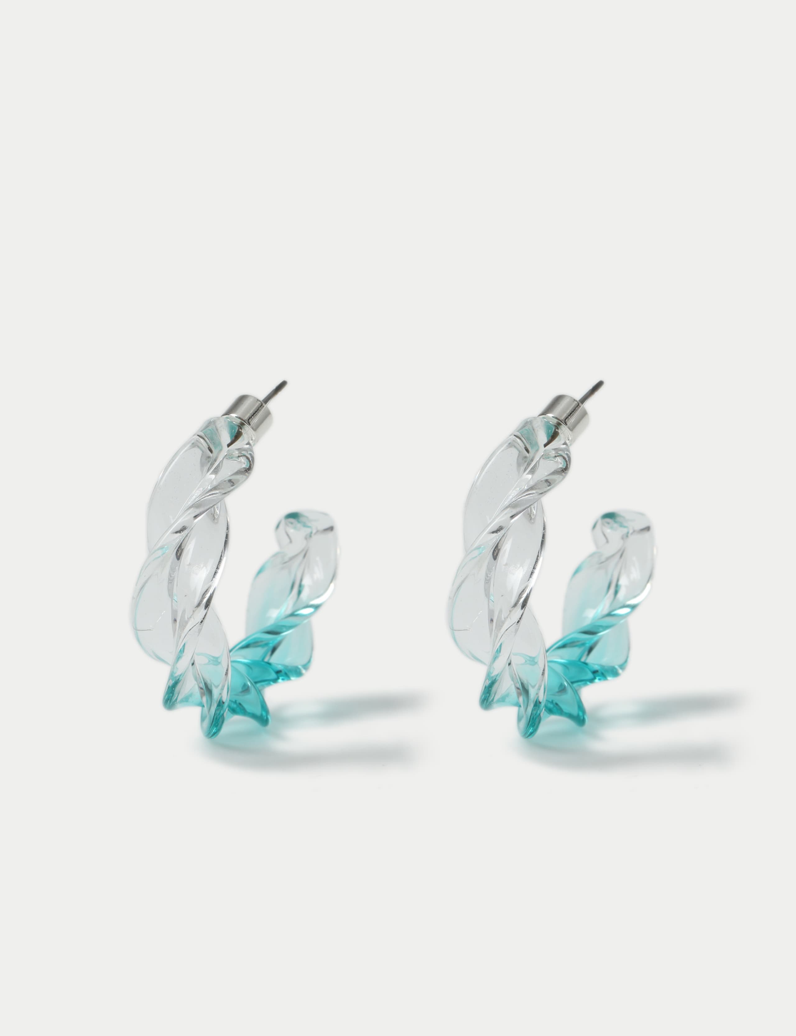 Clear Blue Twist Hoop Earrings