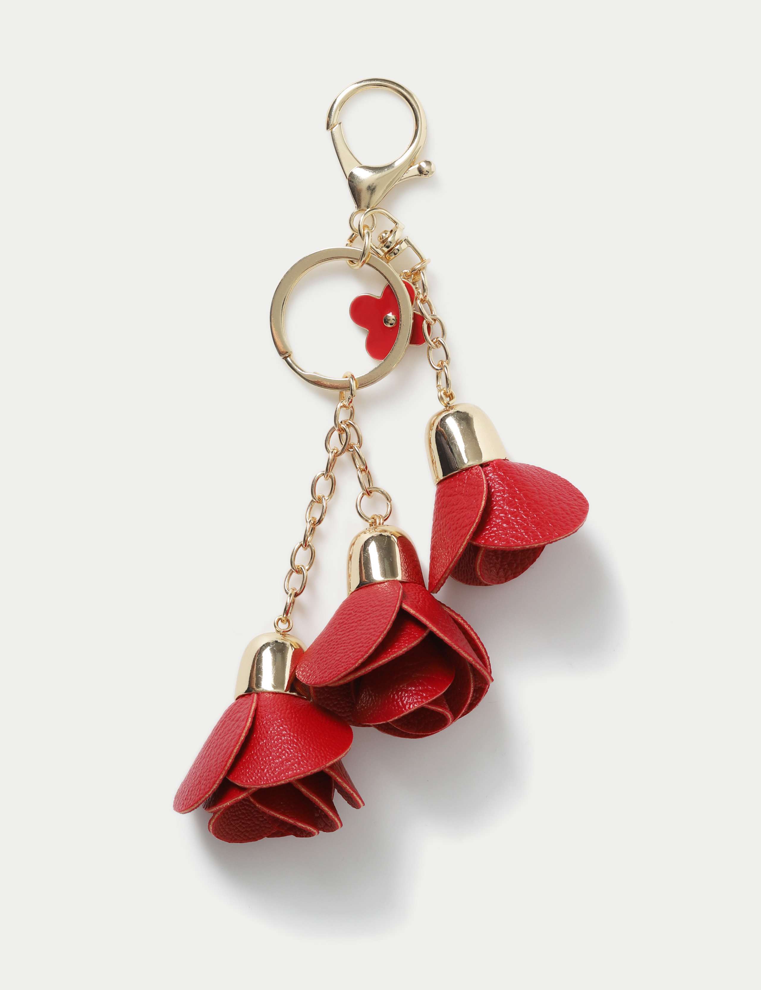 Red Rose Trio Bag Charm