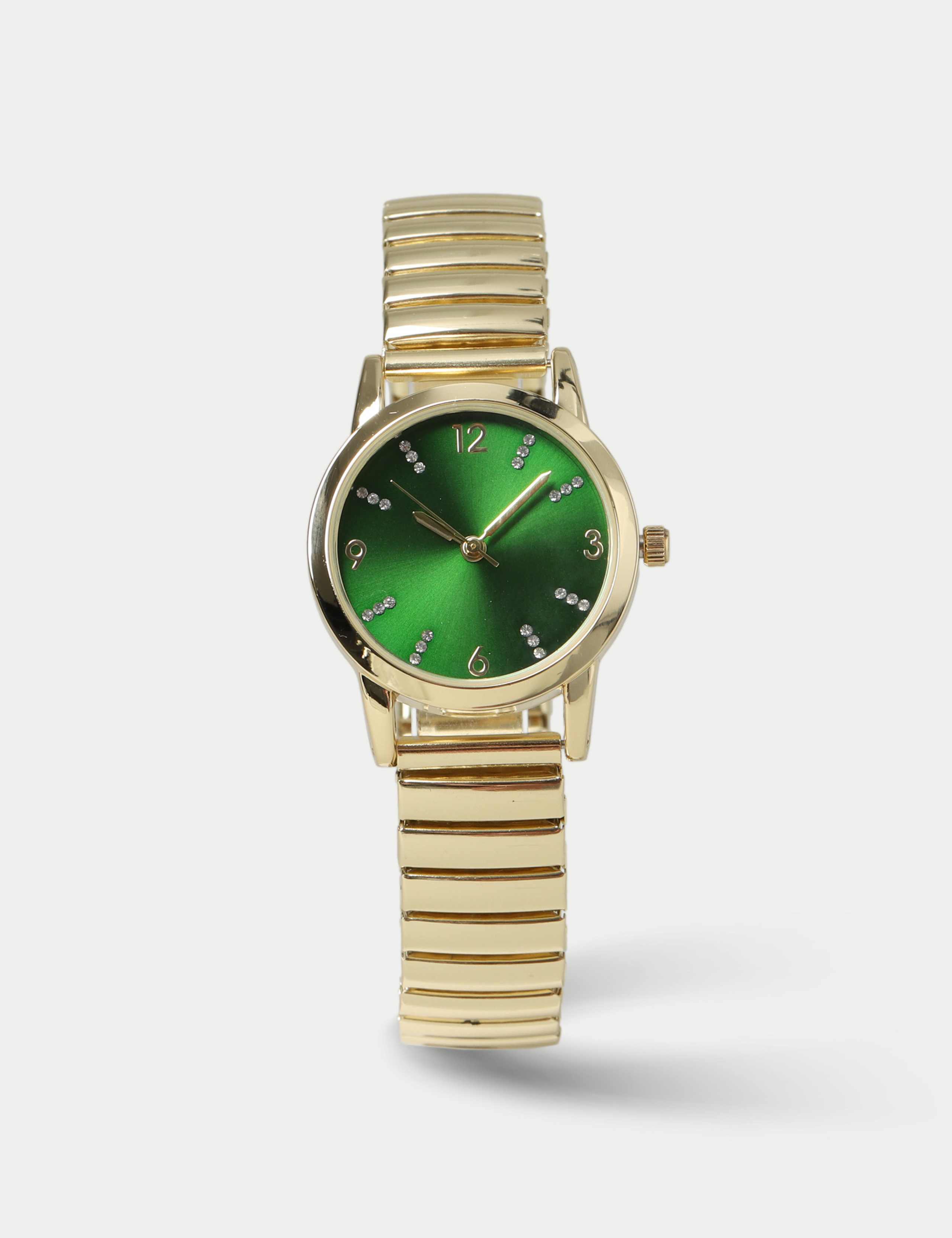Green Rhinestone Strech Watch
