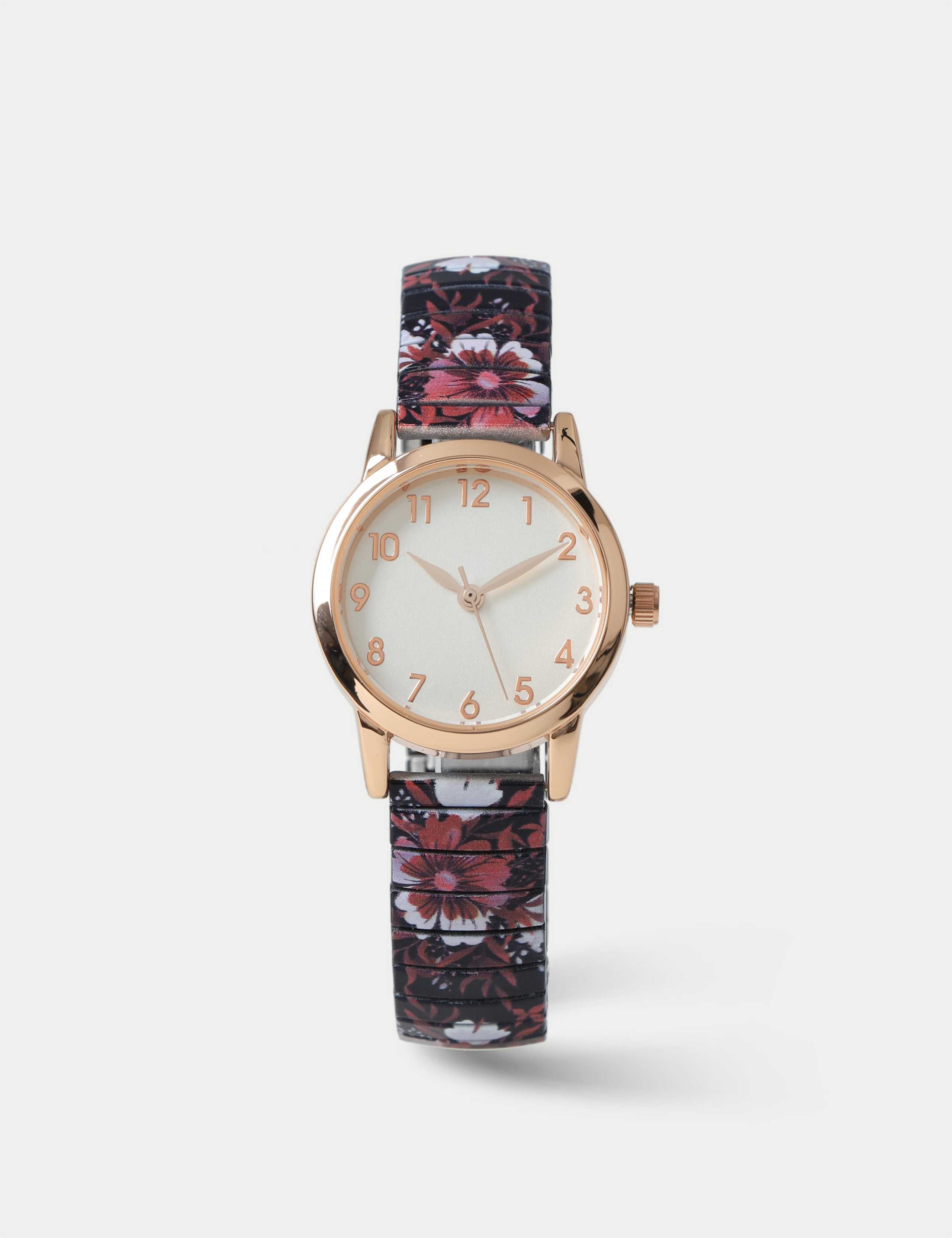 Burgundy Floral Stretch Watch