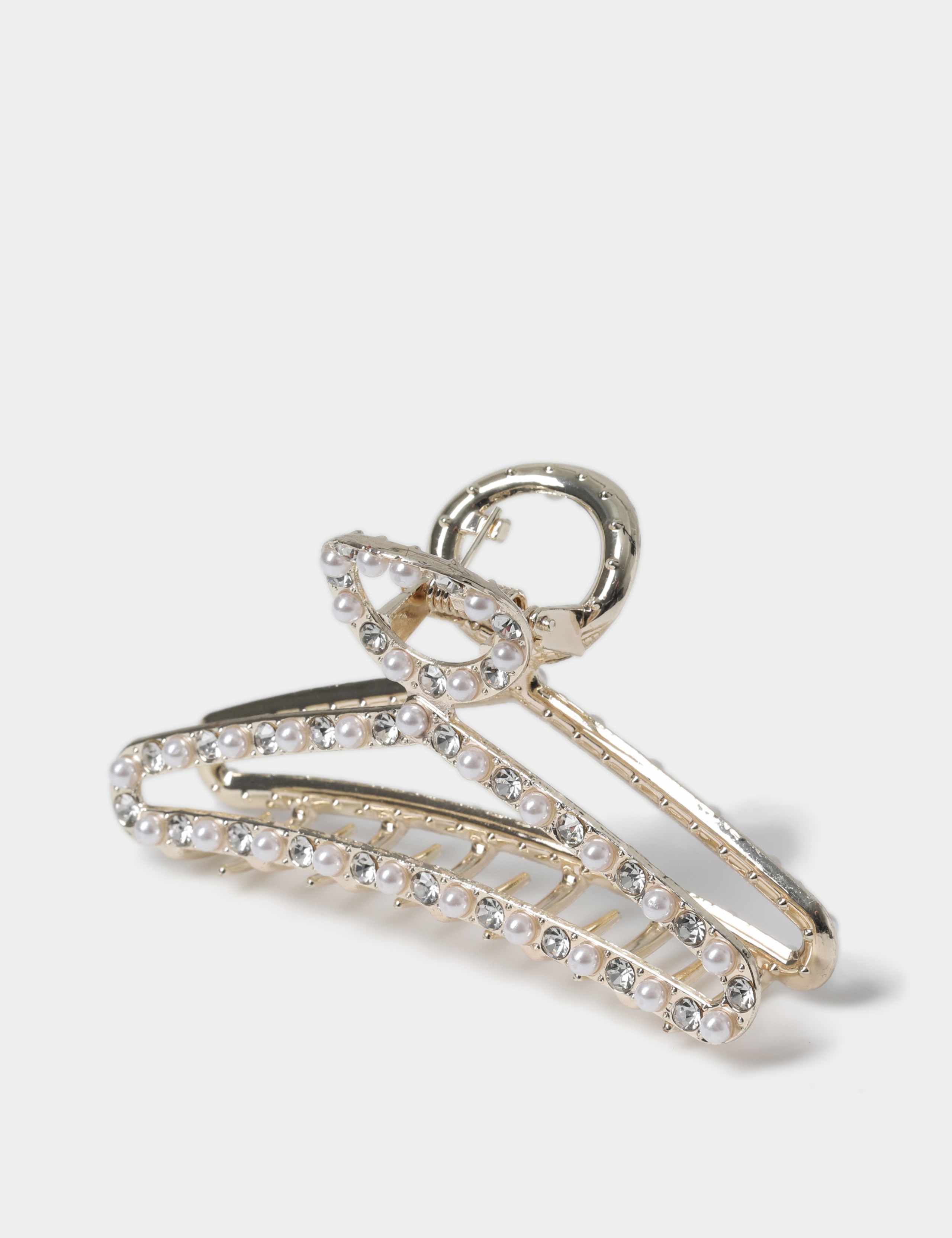 Gold Tone Pearl Claw