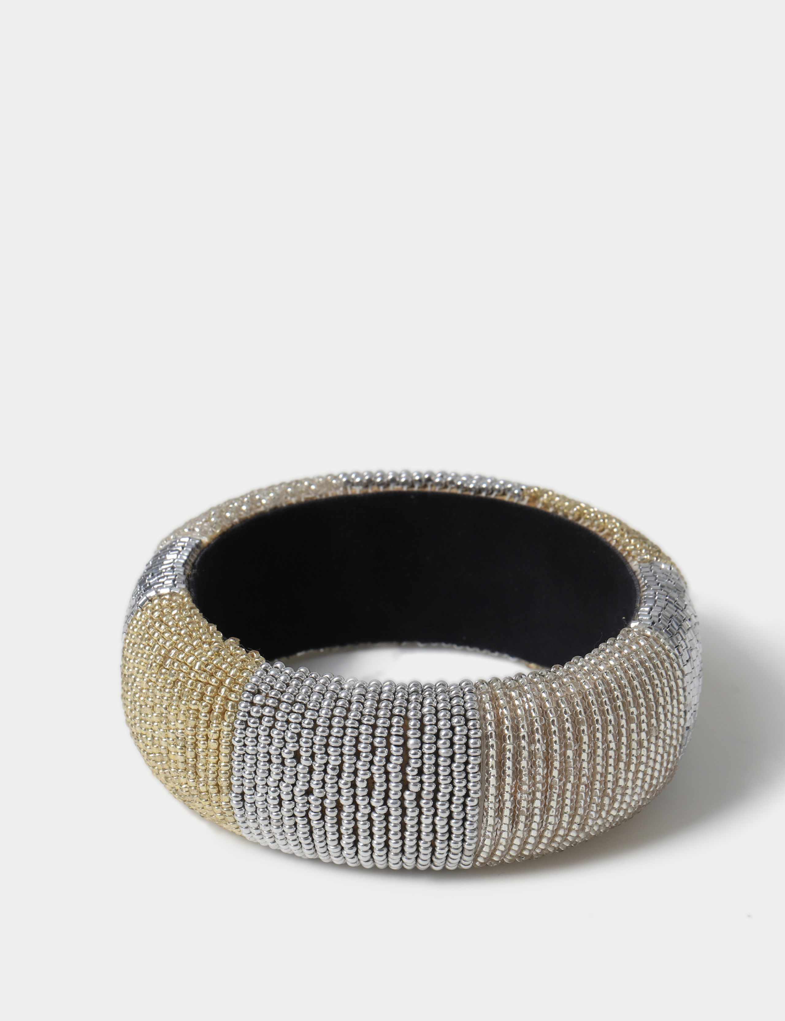 Silver Tone Beaded Bangle