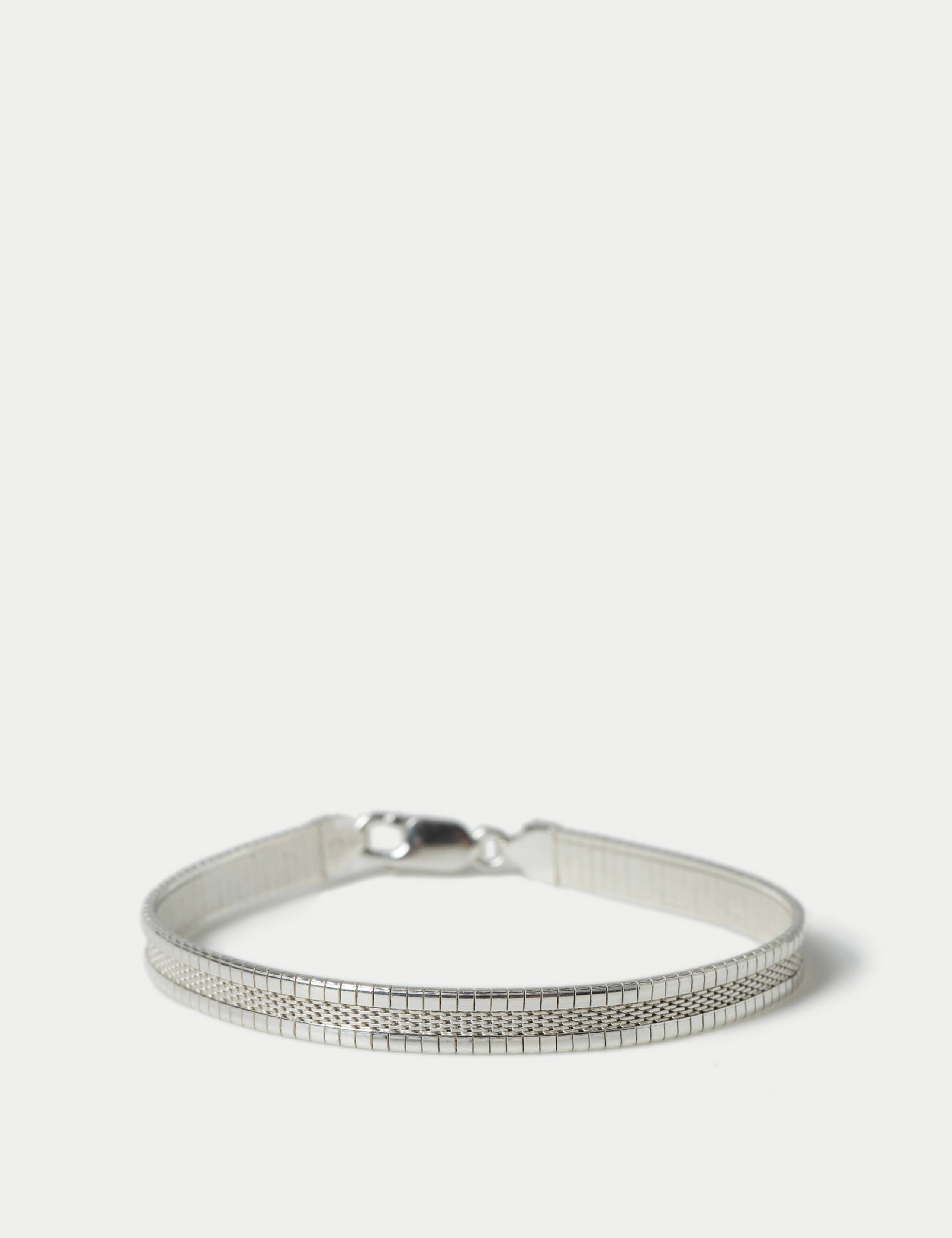 925 Sterling Silver Textured Flat Bracelet