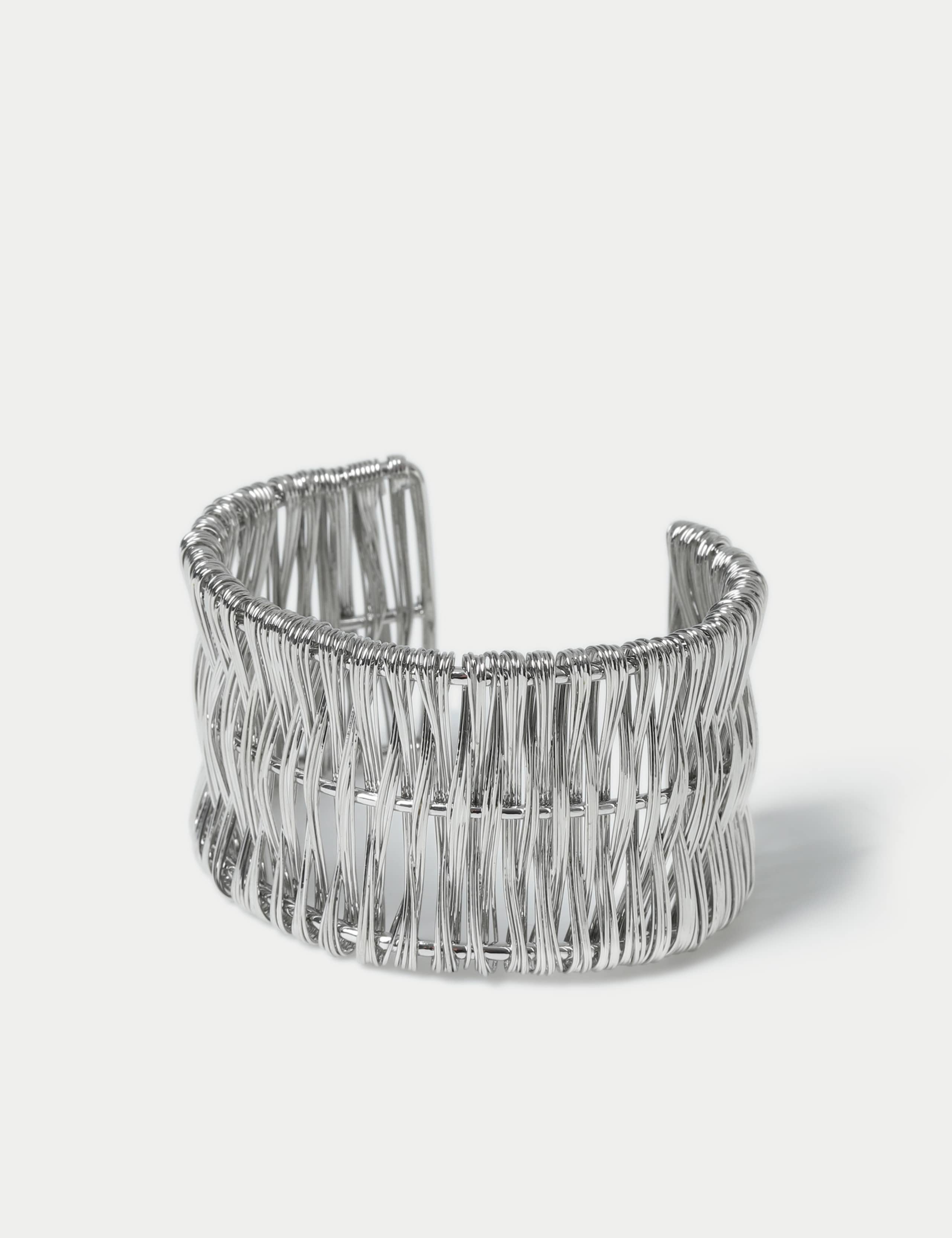 Silver Tone Weave Cuff