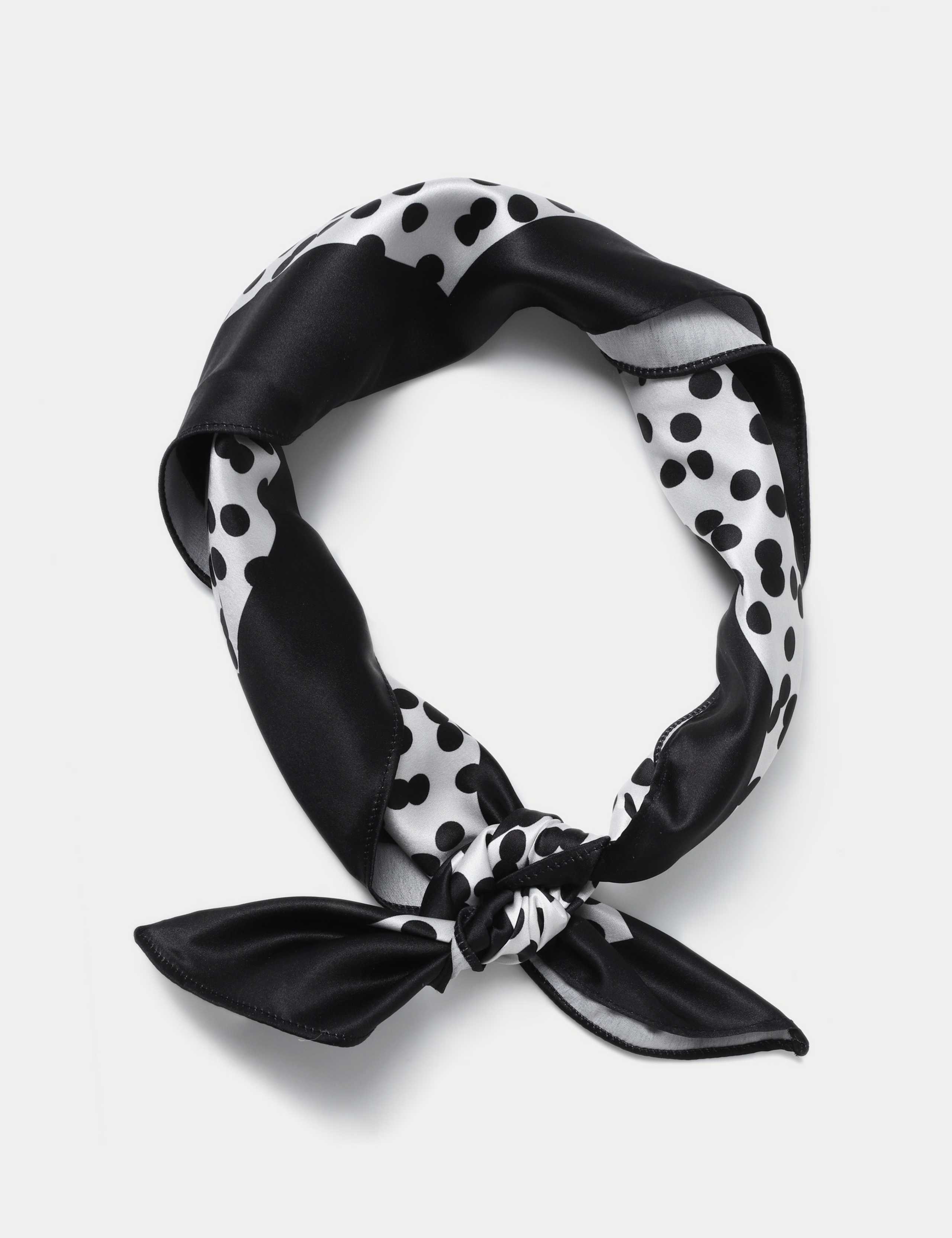Black Mono Print Tie Me Up Hair Scarf