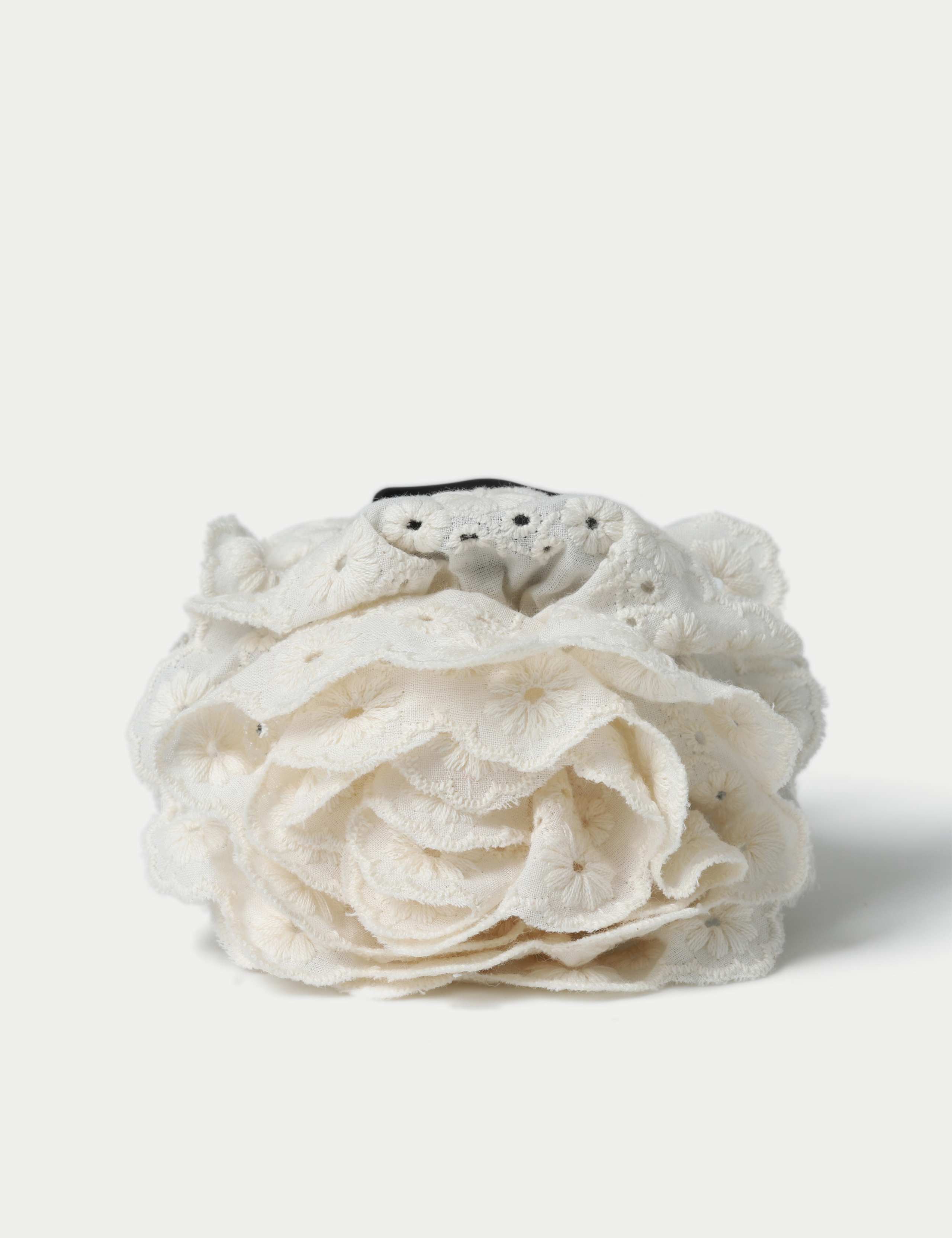 Cream Rose Broidery Fabric Hair Claw Clip