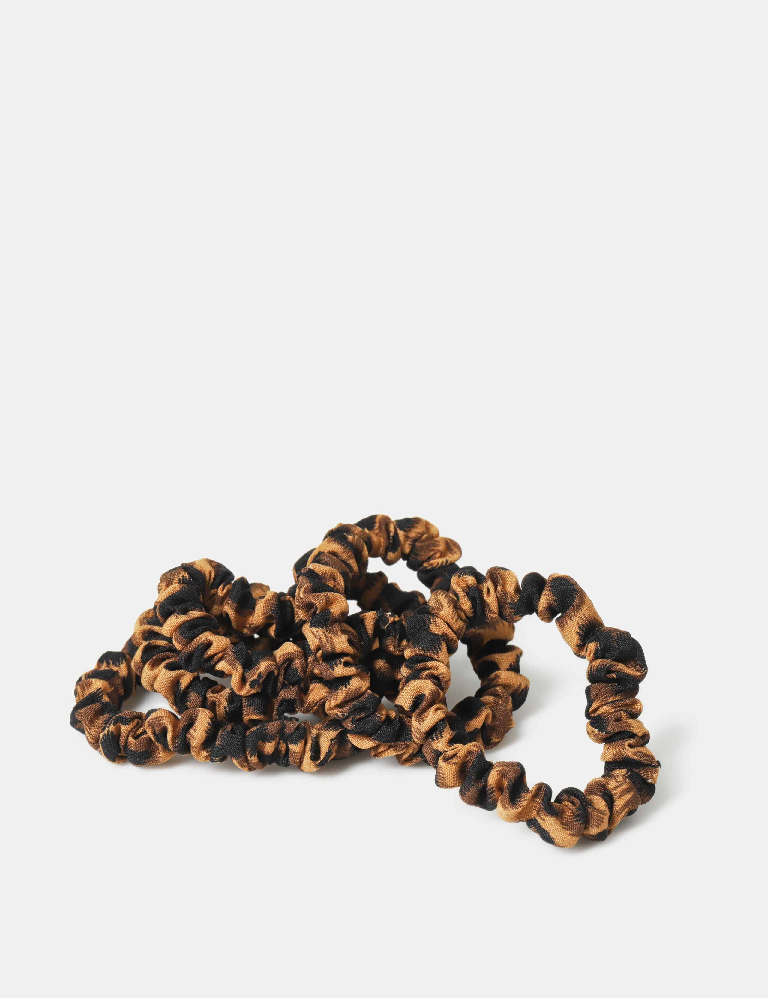 QB 5 Pack Leopard Print Mini Scrunchies