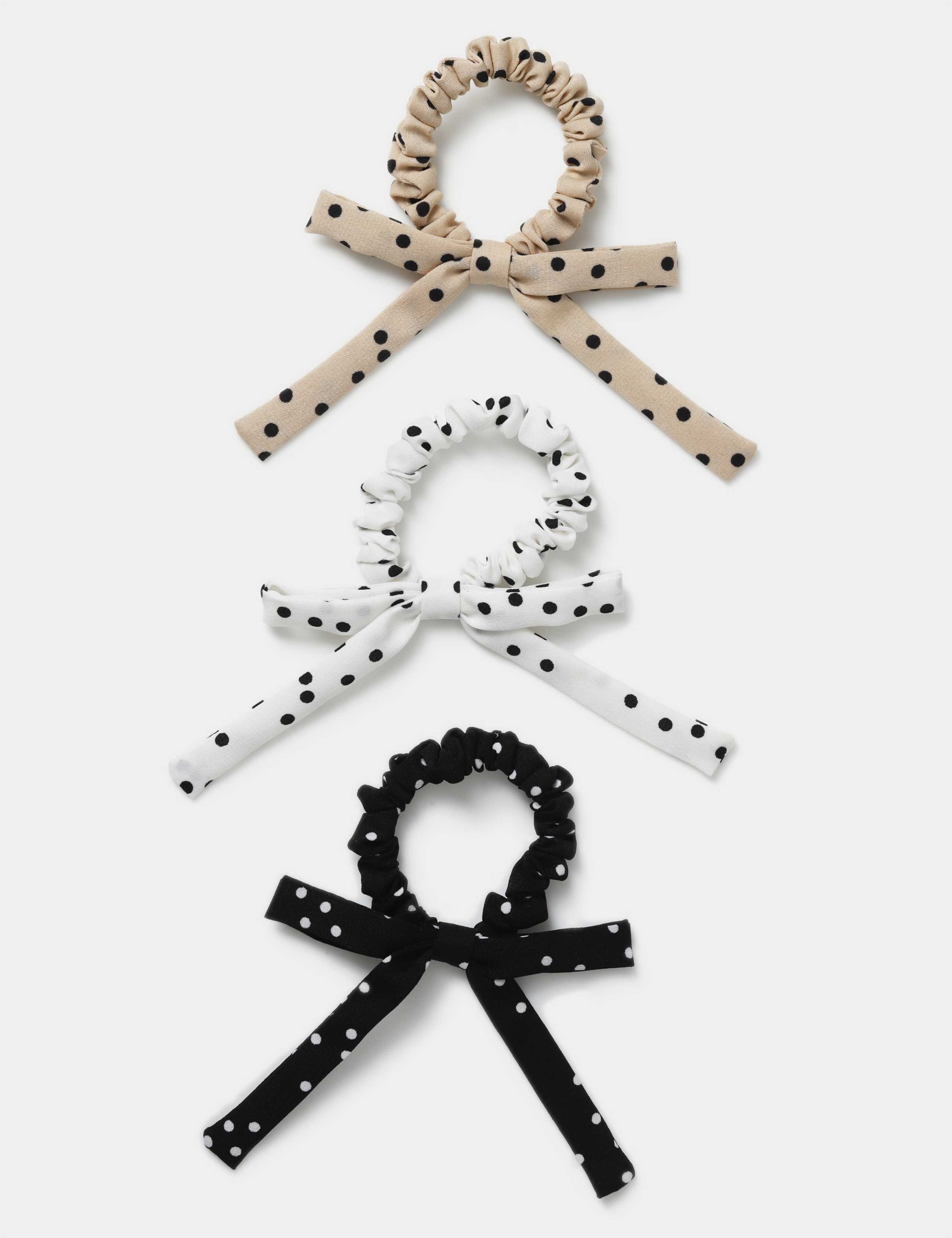 QB 3 Pack Polka Dot Bow Scrunchies