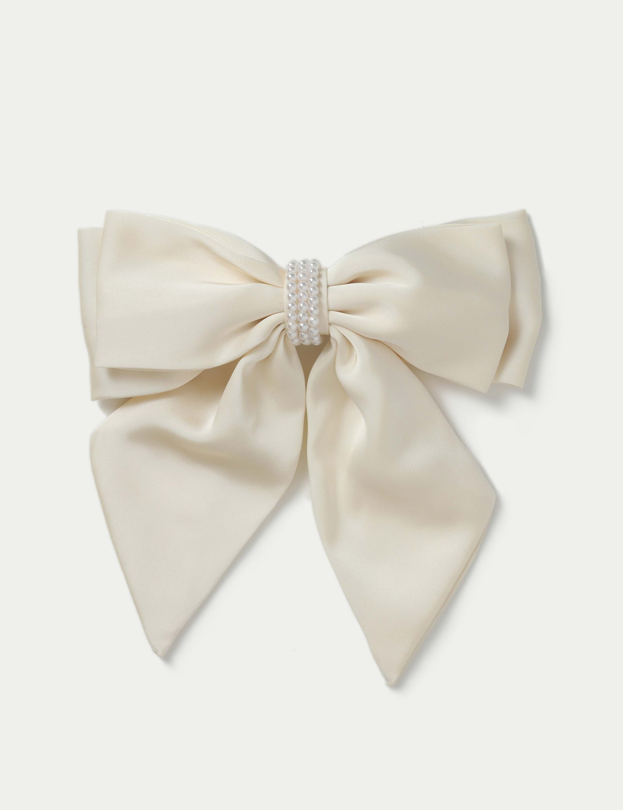 Cream Satin and Pearl Bow