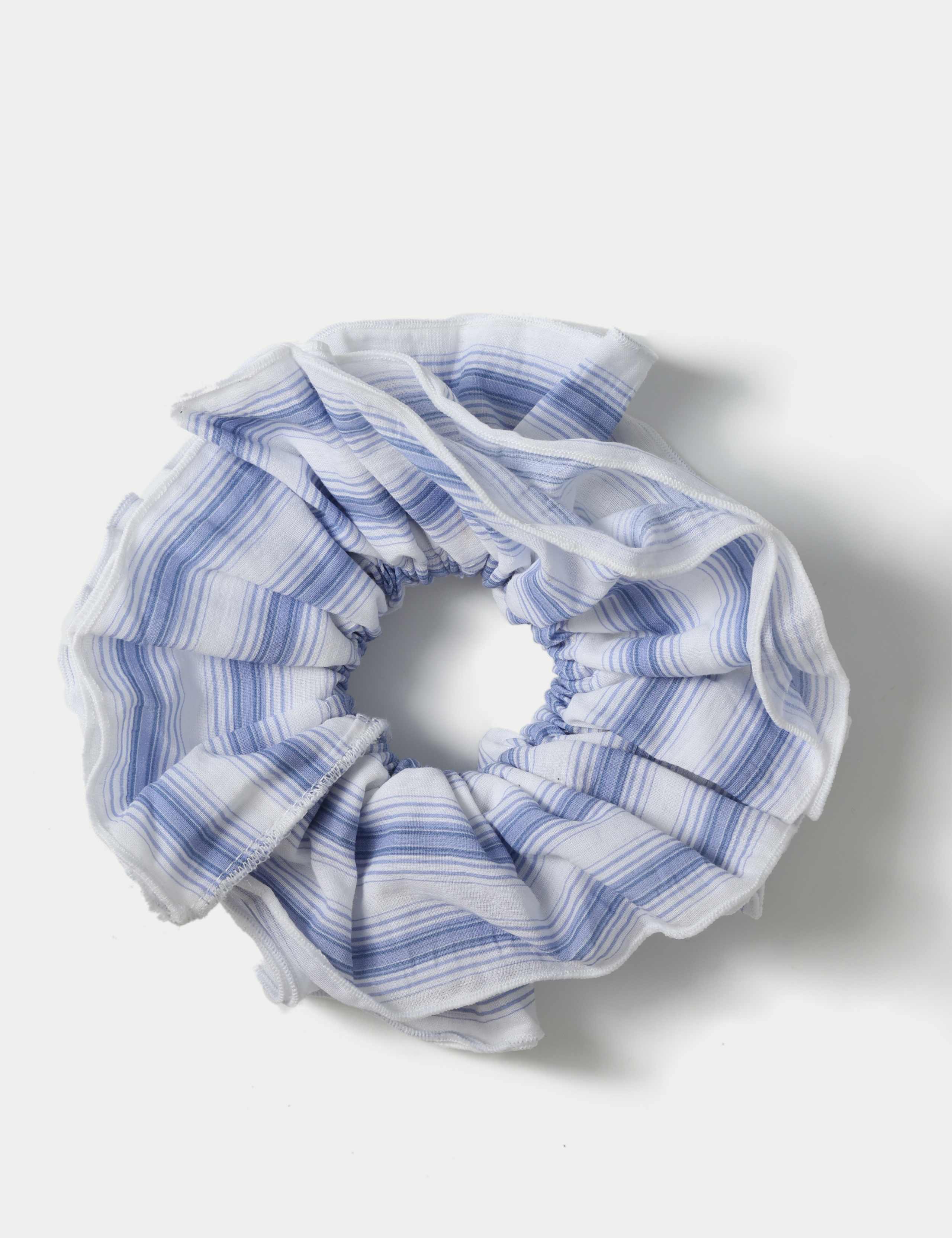 Blue and White Stripe Scrunchie
