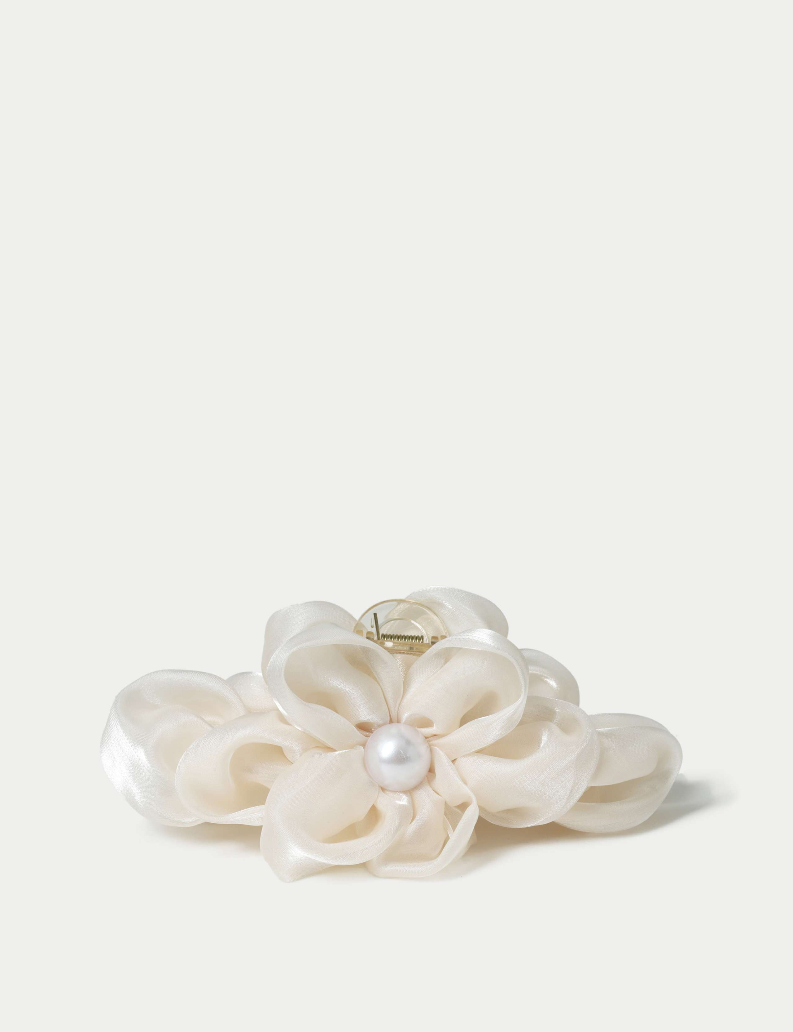 Organza Ruched Pearl  Hair Claw