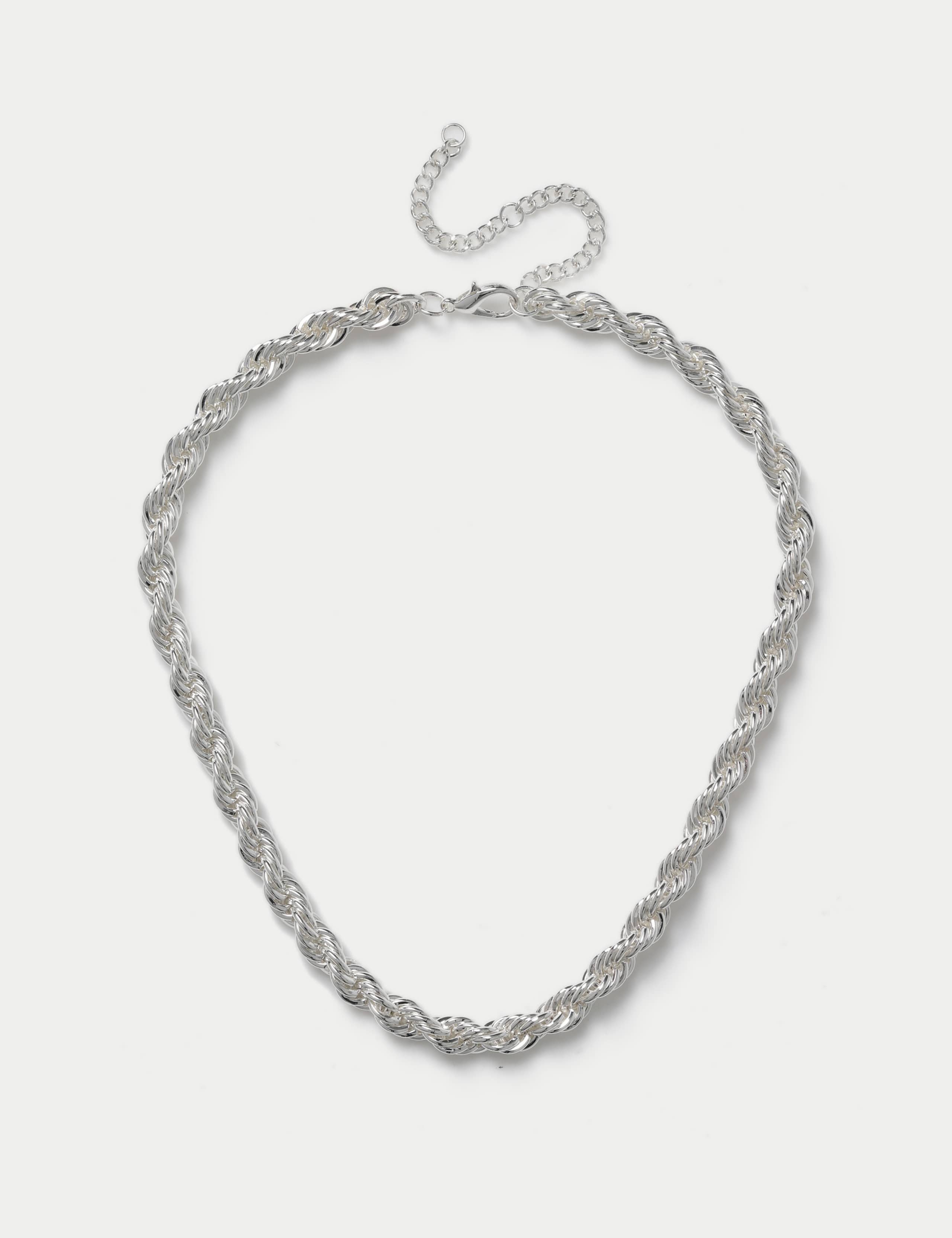Silver Tone Chunky Twist Rope Chain