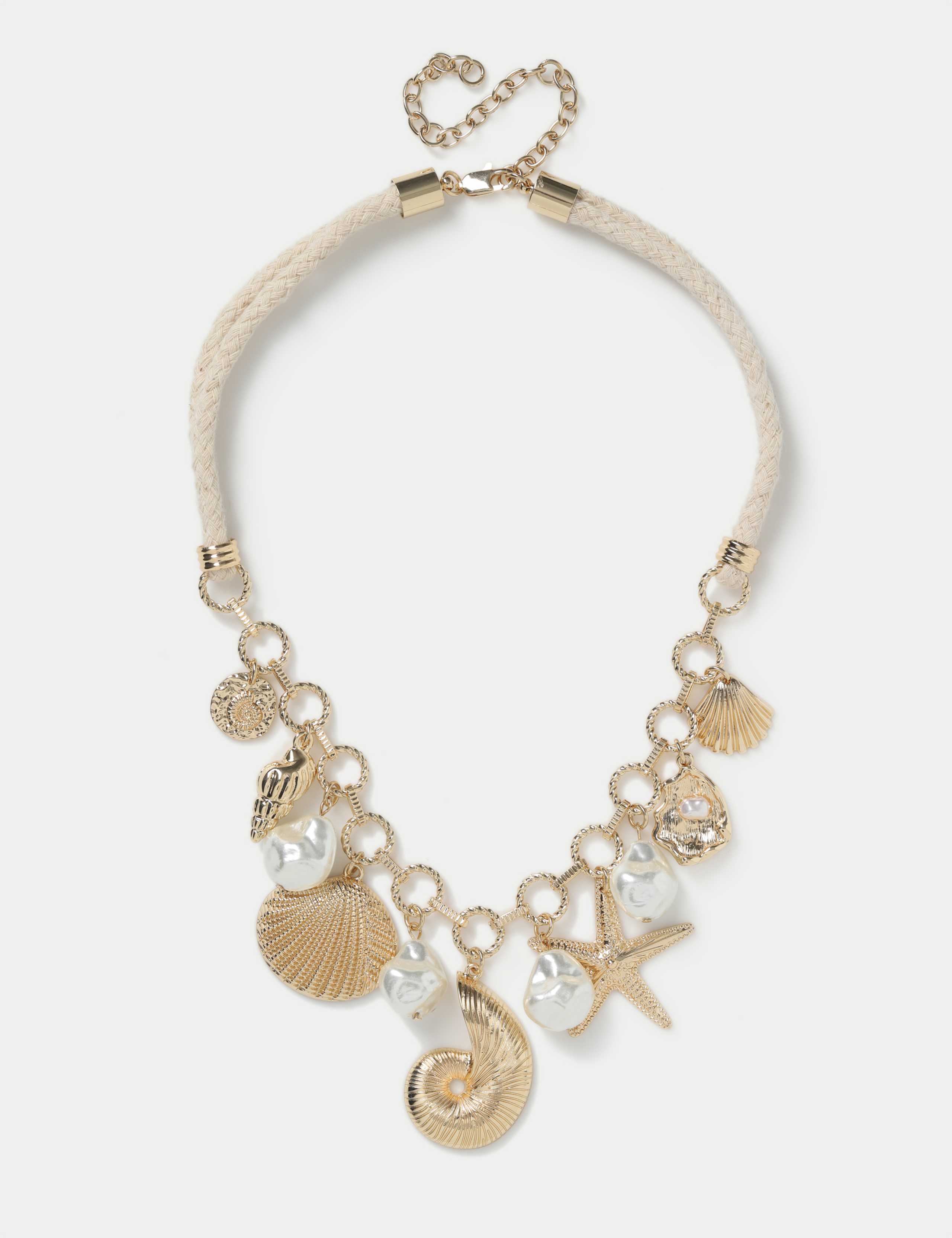 Multi Shell Charm Rope Necklace