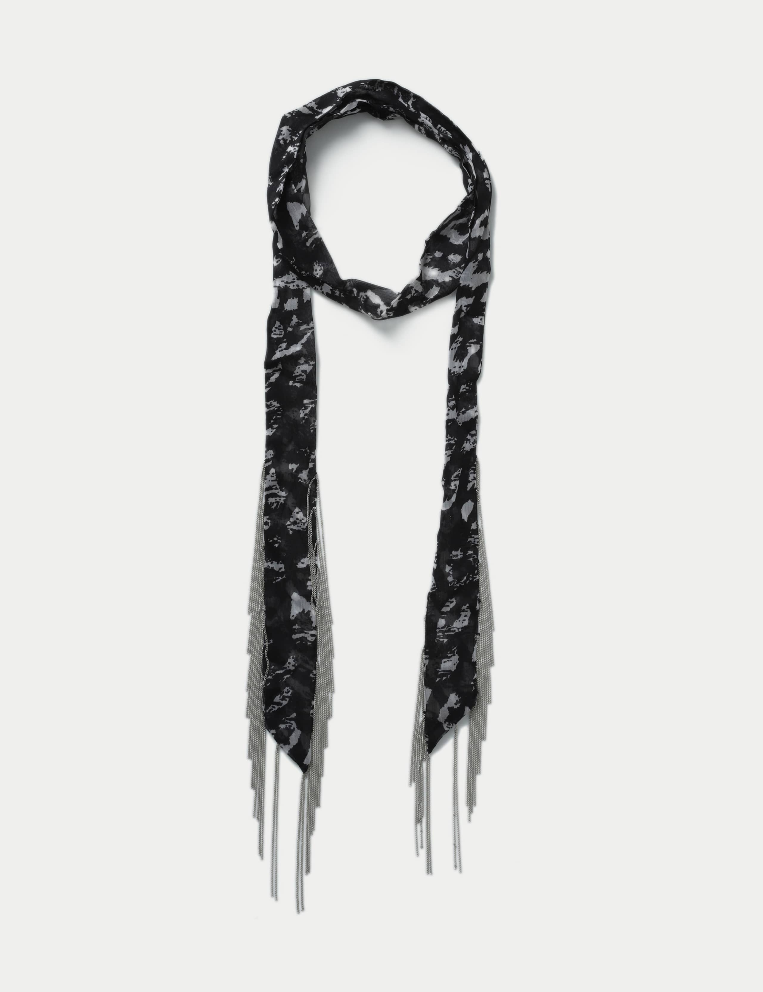 Animal Print Fringe Scarf