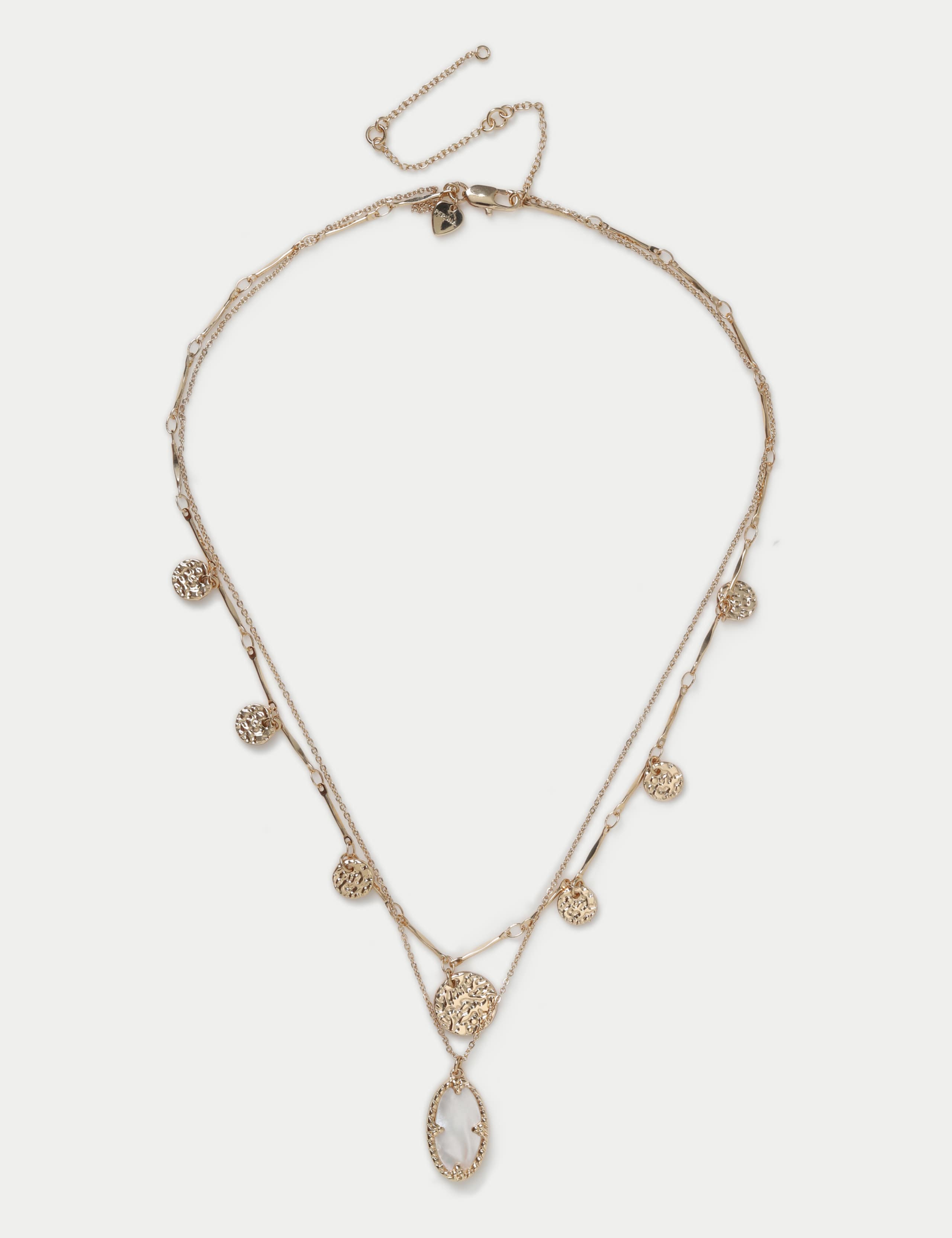 Multi Row Disc Pendant Necklace