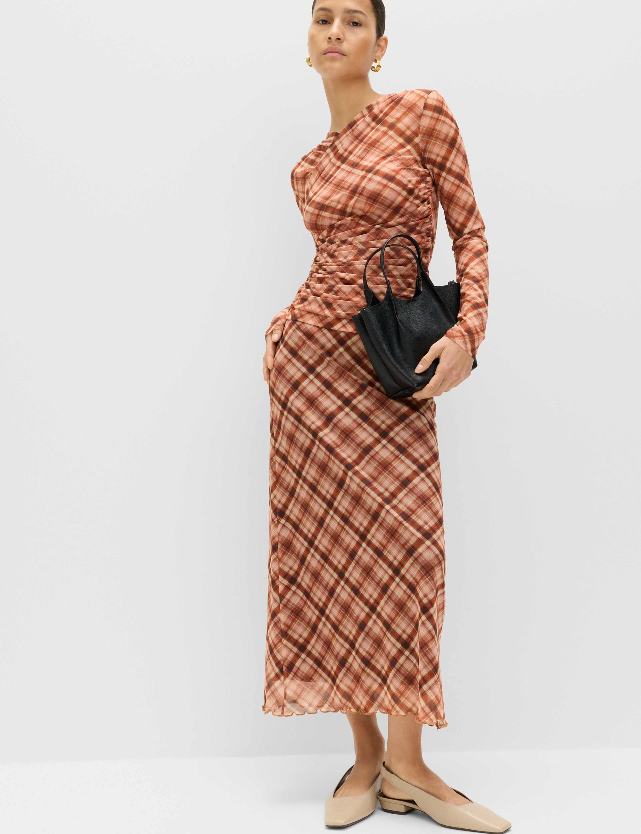 Checked Midaxi Pencil Skirt