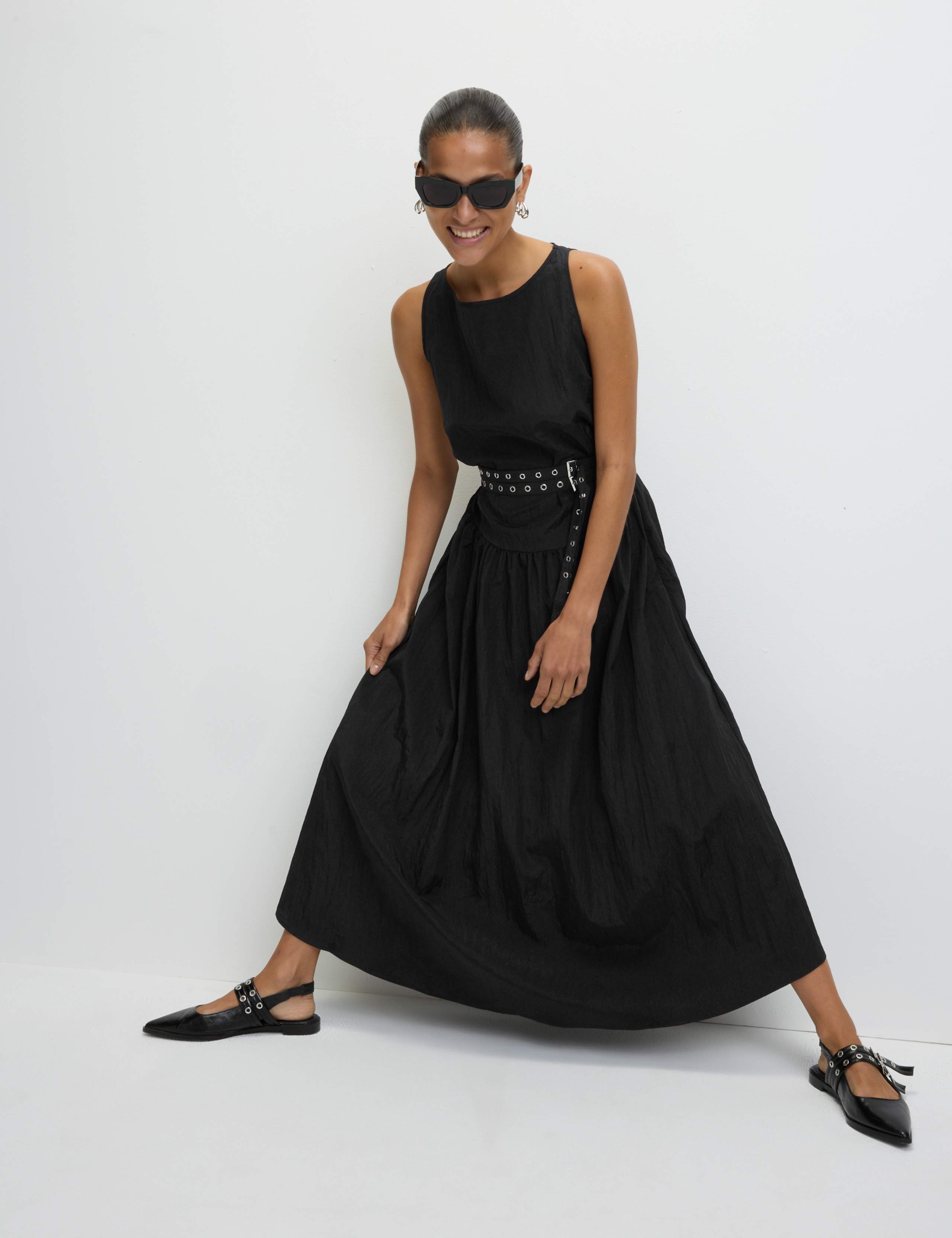 Belted Midaxi Waisted Dress